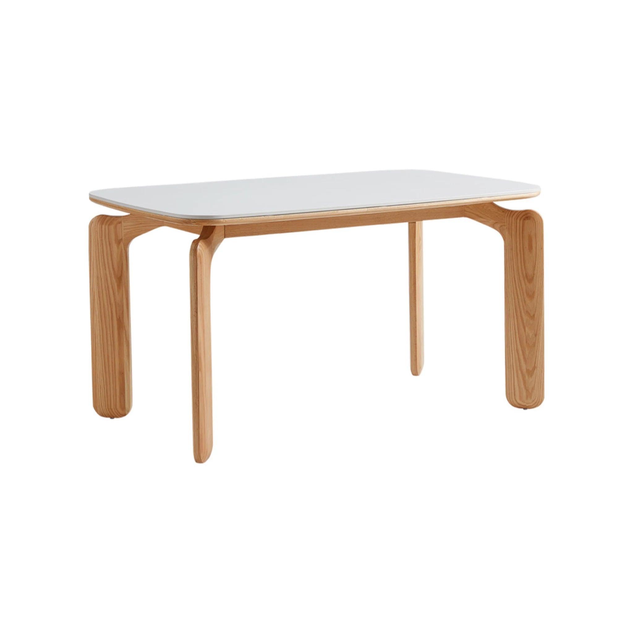 Linspire Elmer Dining Table With Sintered Stone Top, White, Natural Wood
