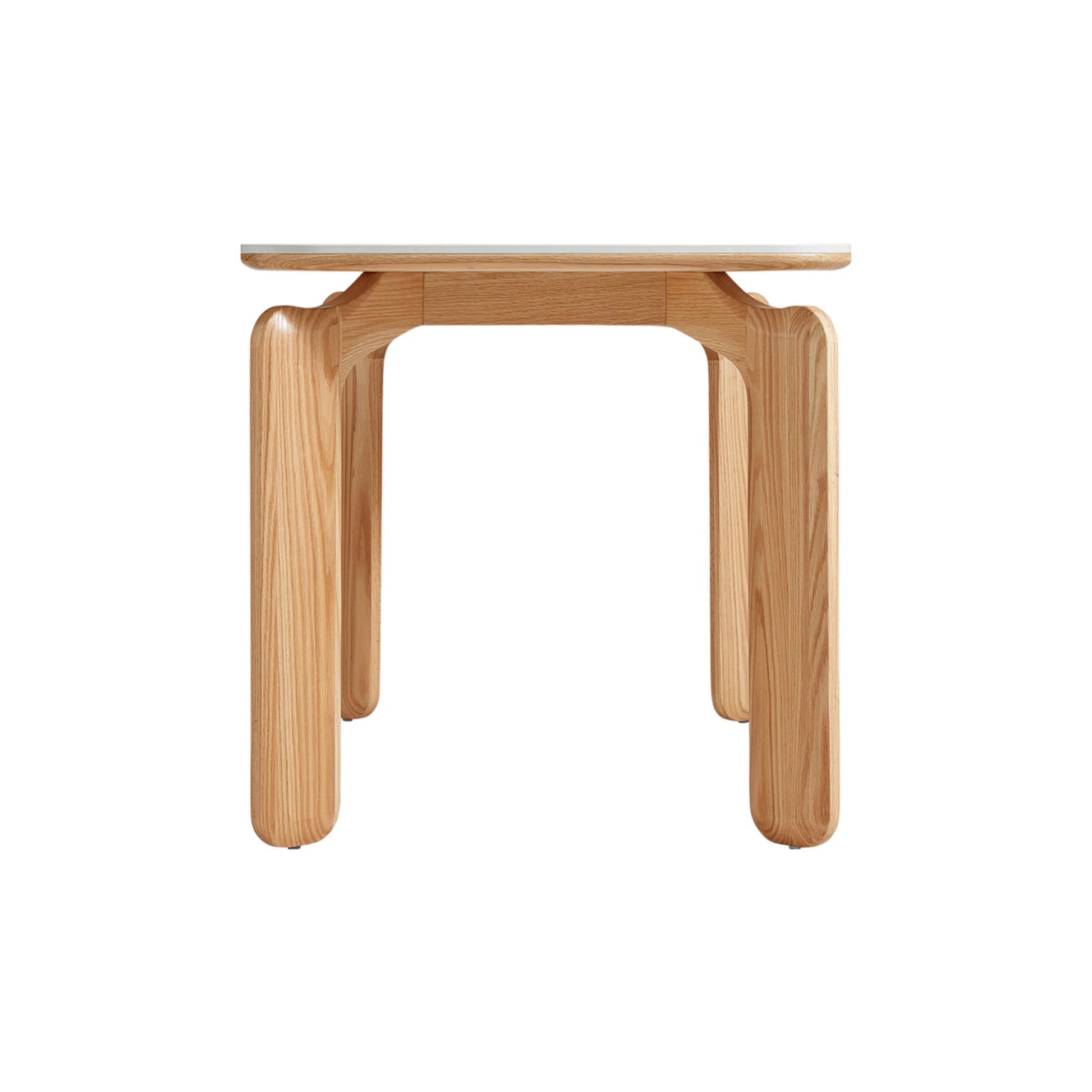 Linspire Elmer Dining Table With Sintered Stone Top, White, Natural Wood