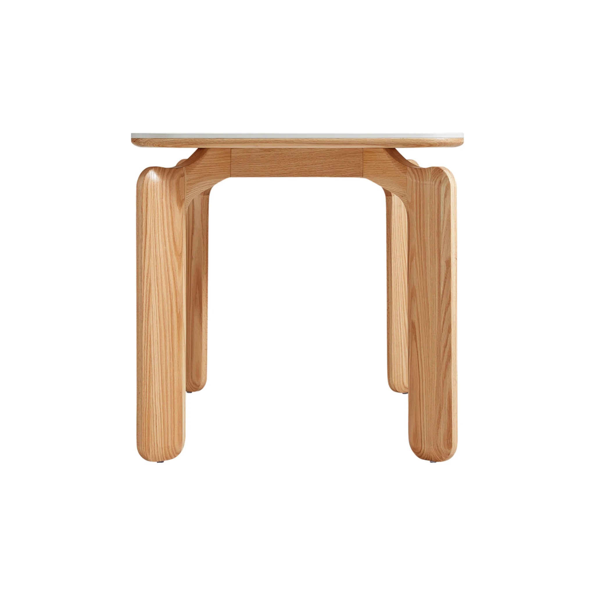 Linspire Elmer Dining Table With Sintered Stone Top, White, Natural Wood