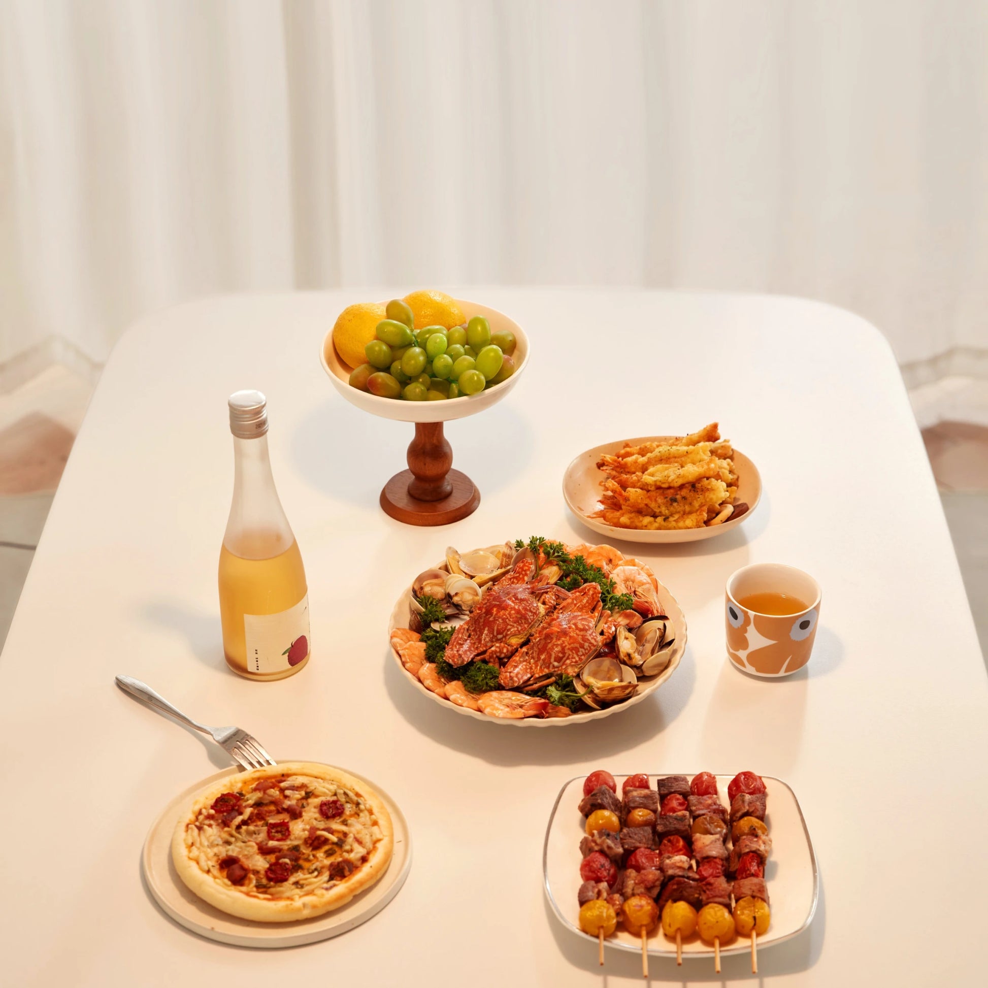 Linspire Elmer Dining Table With Sintered Stone Top, White, Natural Wood