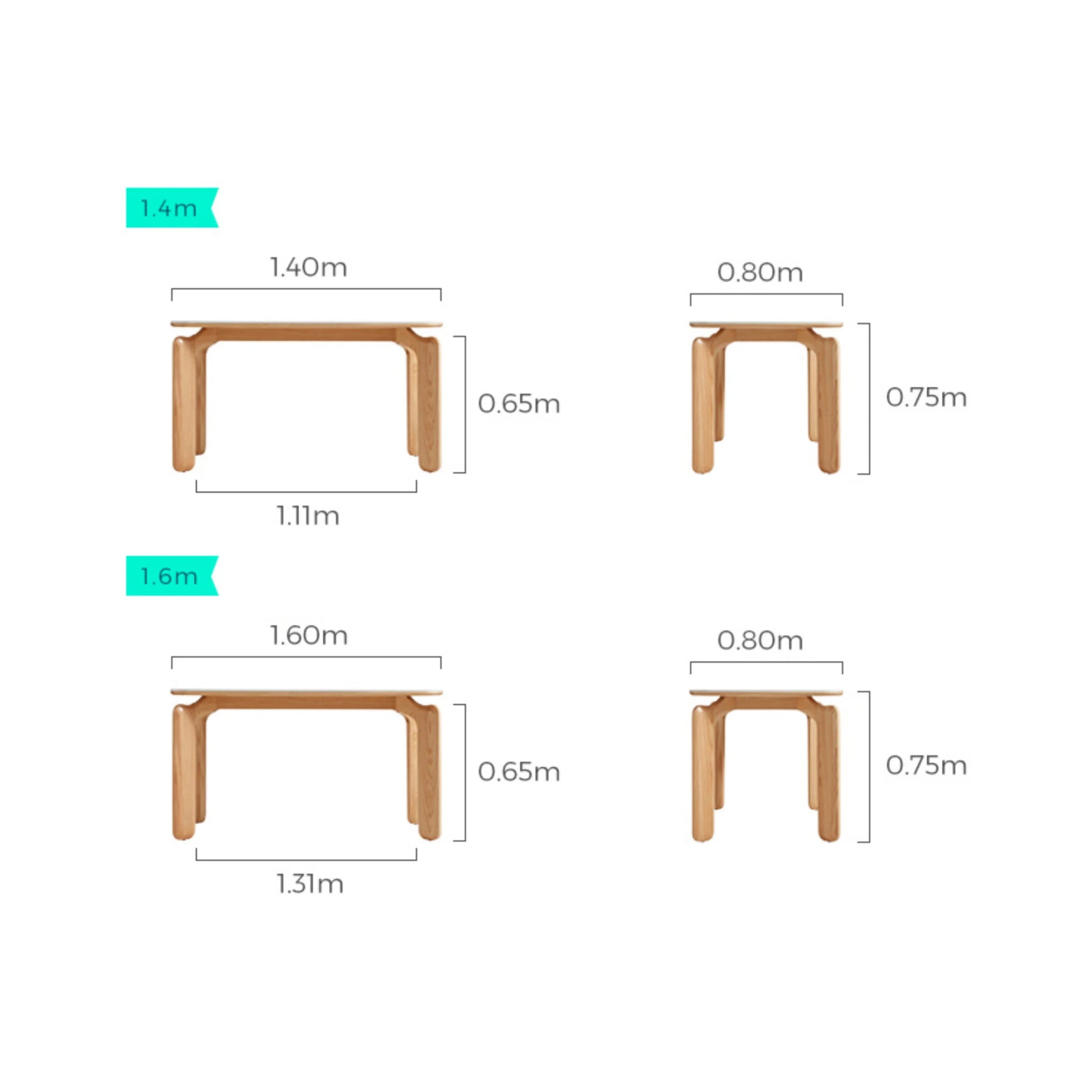 Linspire Elmer Dining Table With Sintered Stone Top, White, Natural Wood