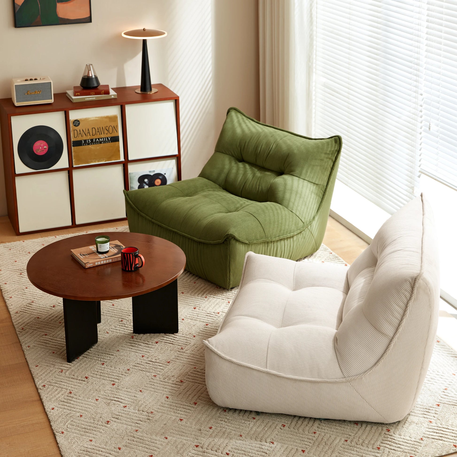 Linspire Eloni Corduroy Lounge Chair, White