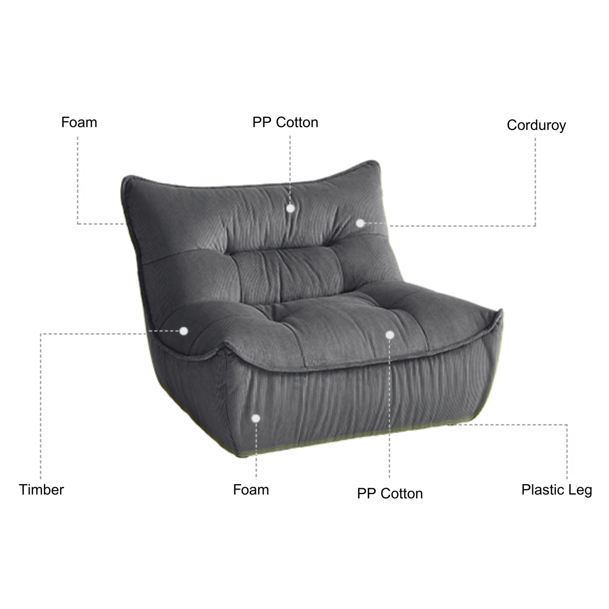 Linspire Eloni Corduroy Lounge Chair, White