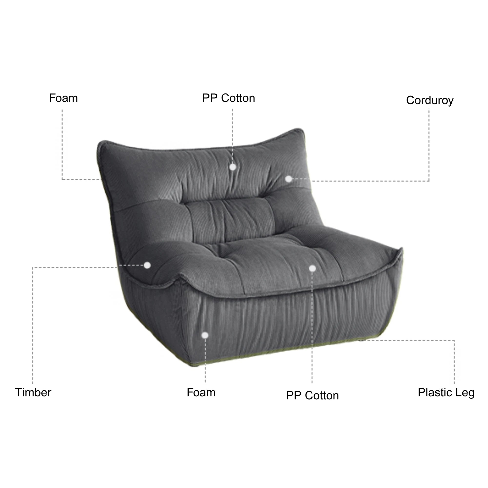 Linspire Eloni Corduroy Lounge Chair, White