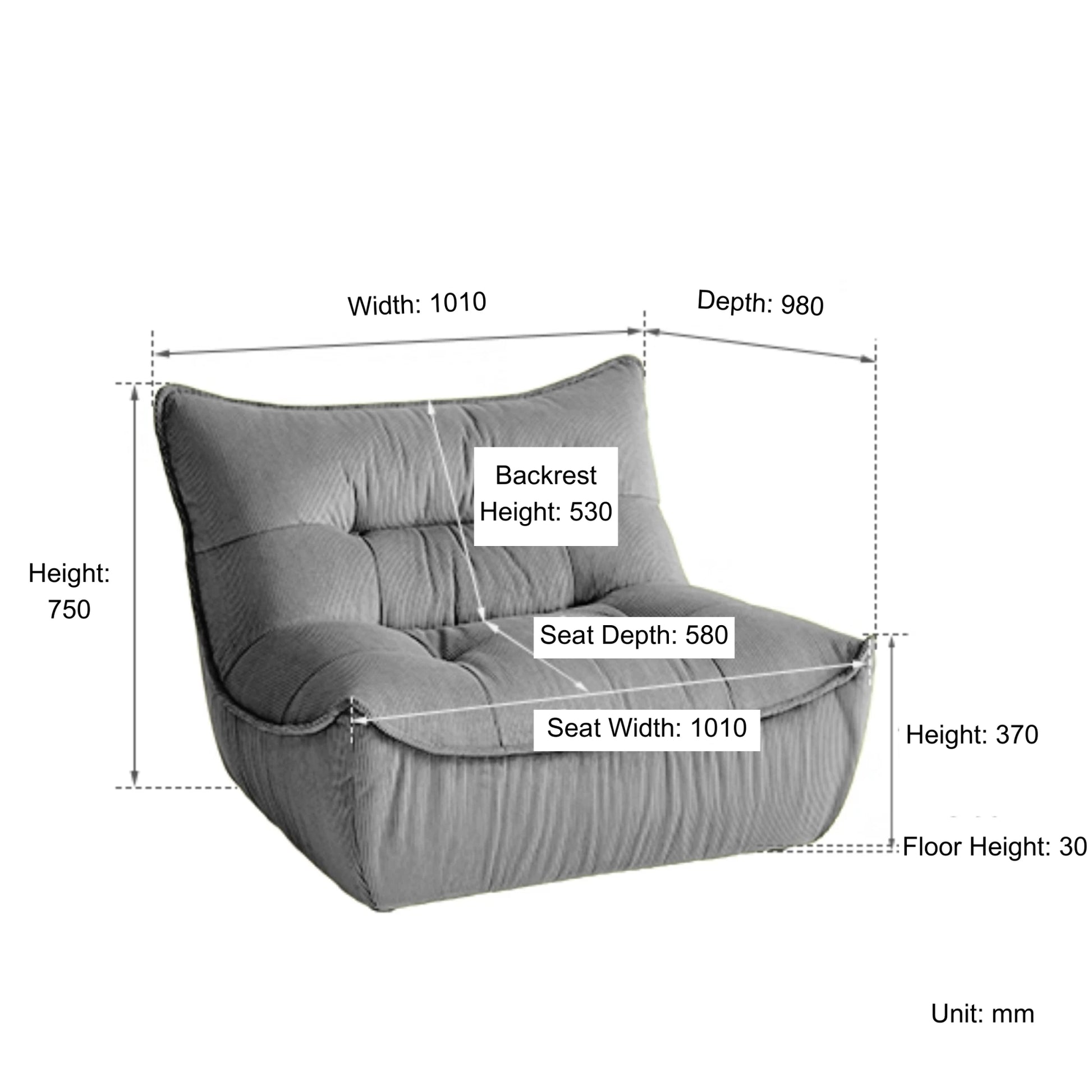 Linspire Eloni Corduroy Lounge Chair, White