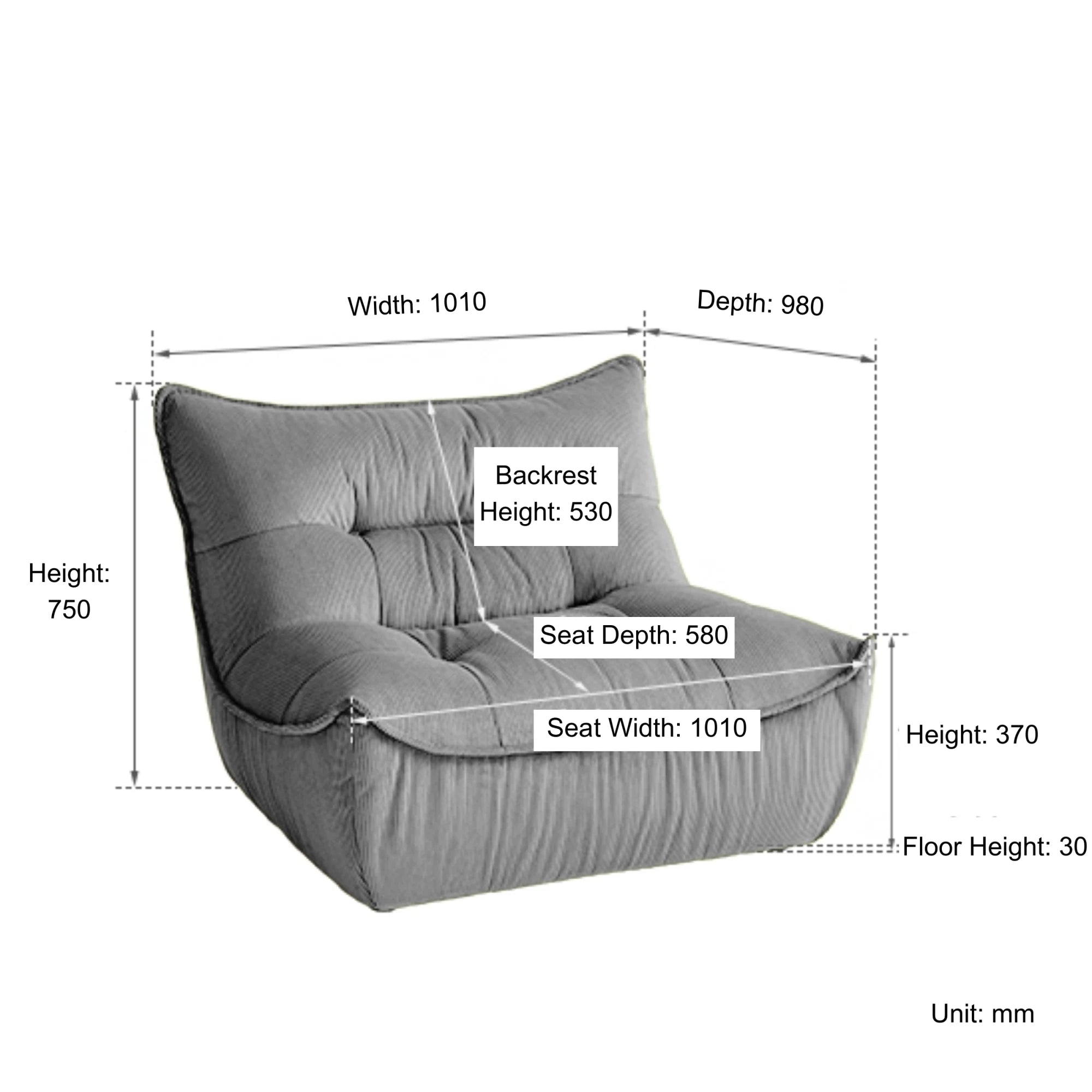 Linspire Eloni Corduroy Lounge Chair, White