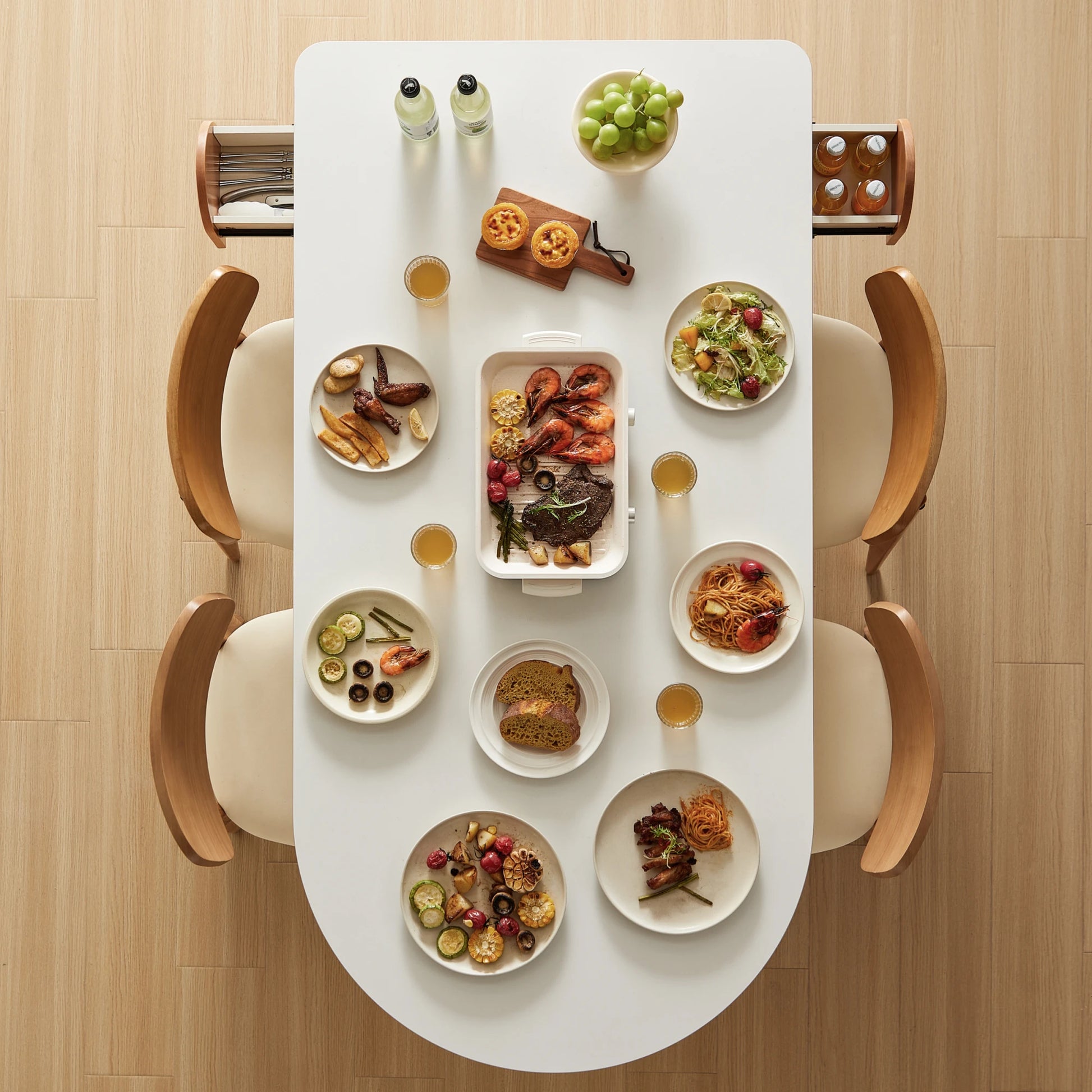 Linspire Evoke Sintered Stone Top Dining Table With Storage, White