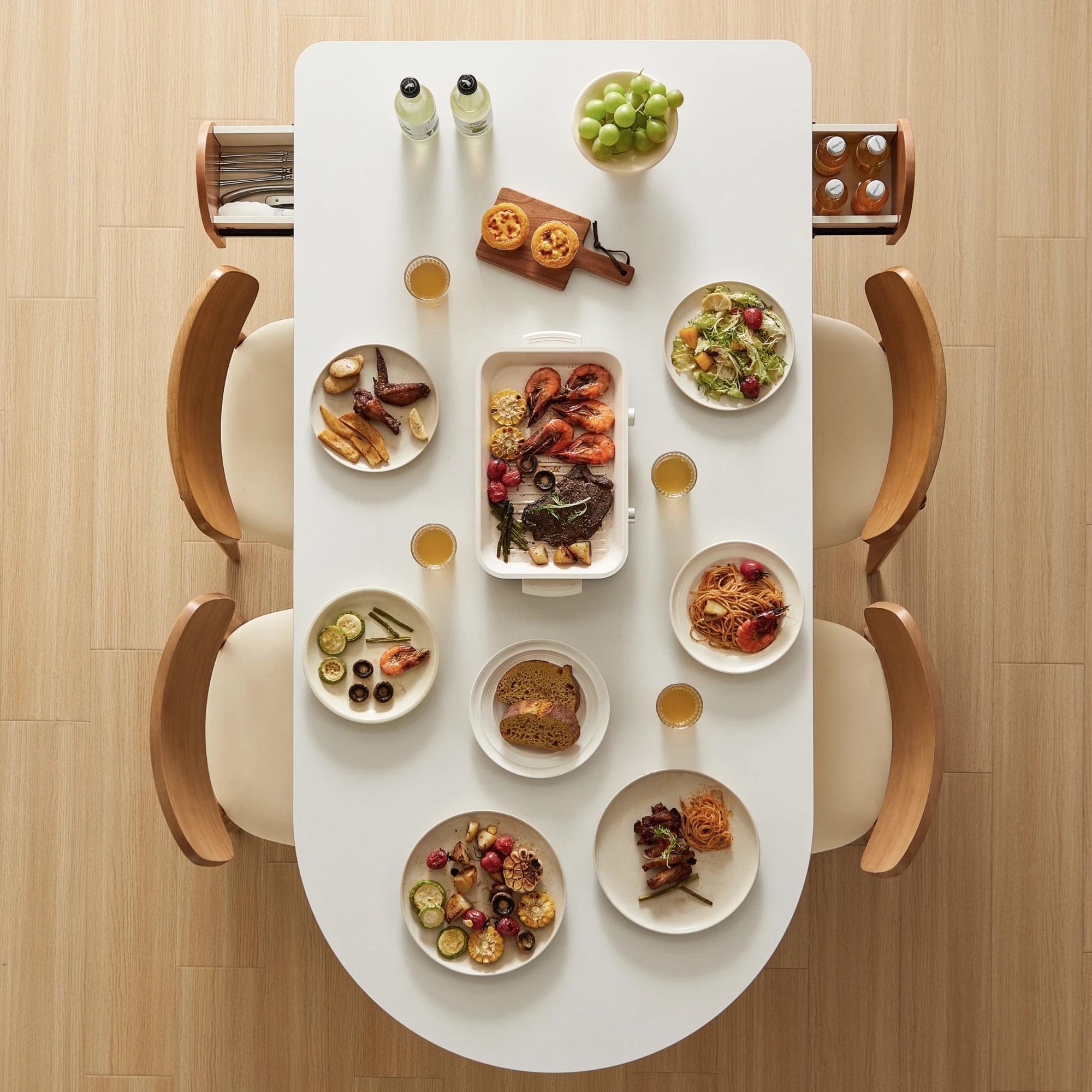 Linspire Evoke Sintered Stone Top Dining Table With Storage, White