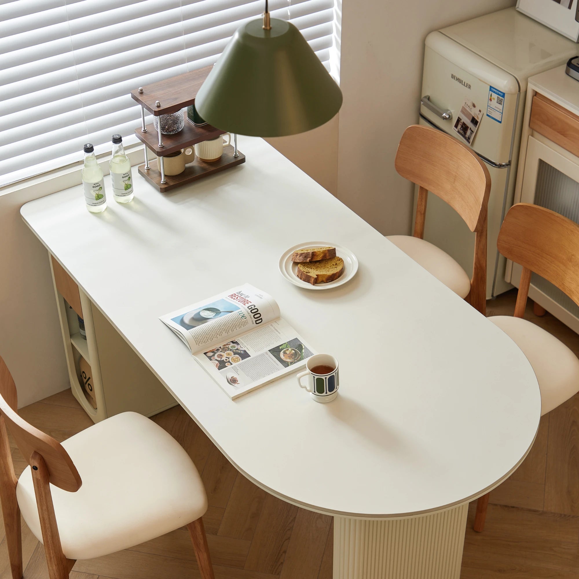 Linspire Evoke Sintered Stone Top Dining Table With Storage, White