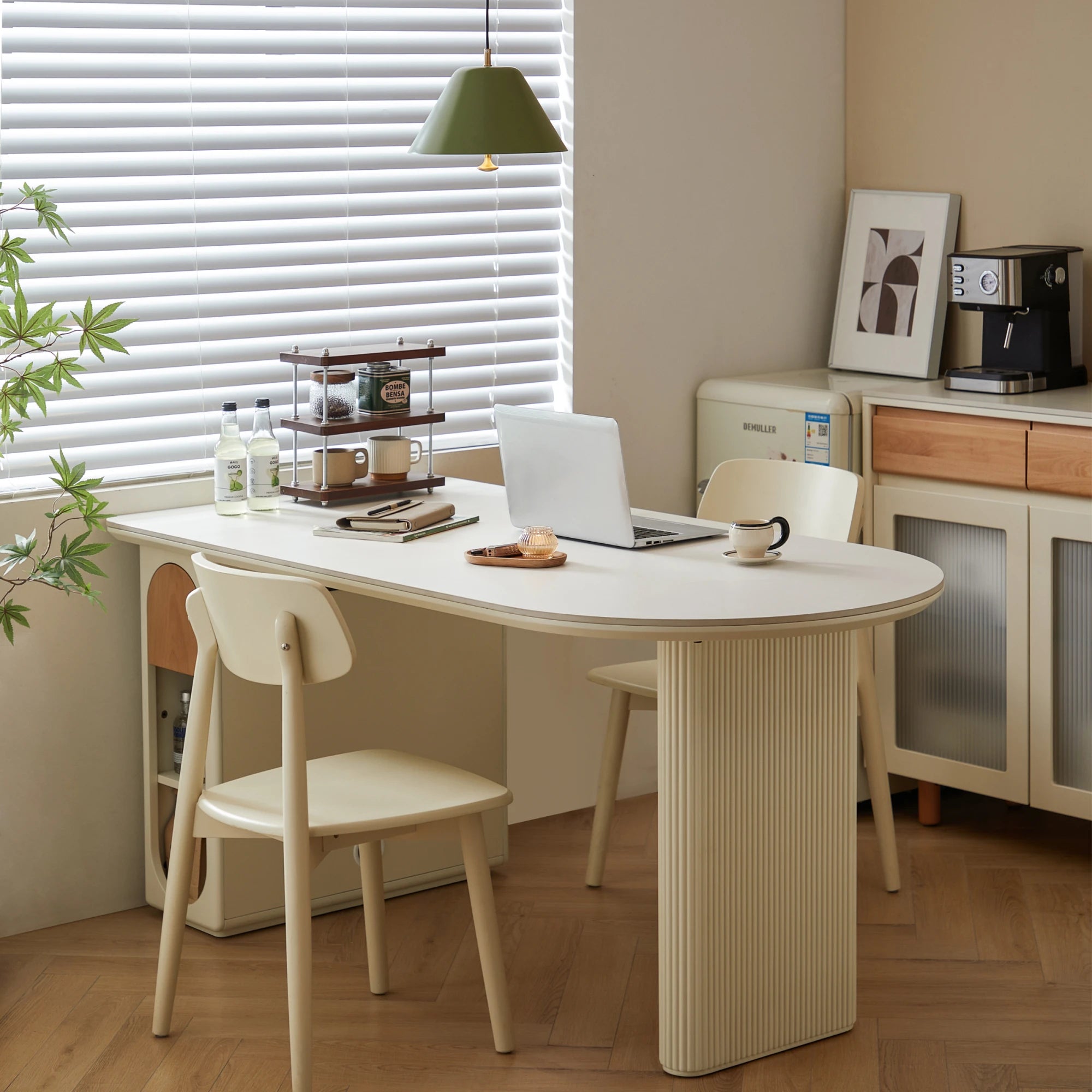 Linspire Evoke Sintered Stone Top Dining Table With Storage, White