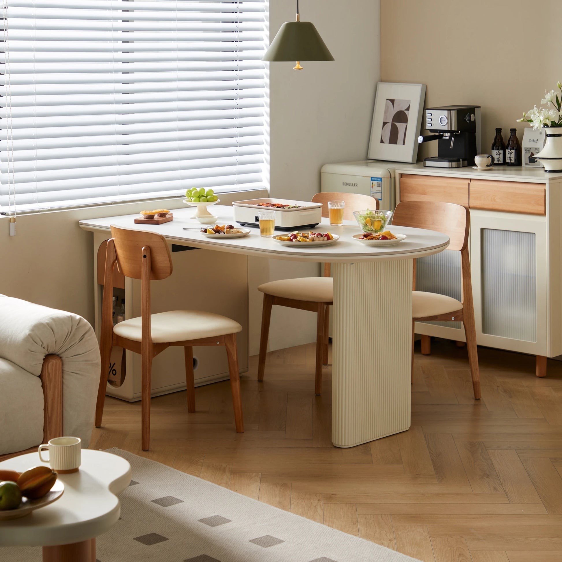 Linspire Evoke Sintered Stone Top Dining Table With Storage, White