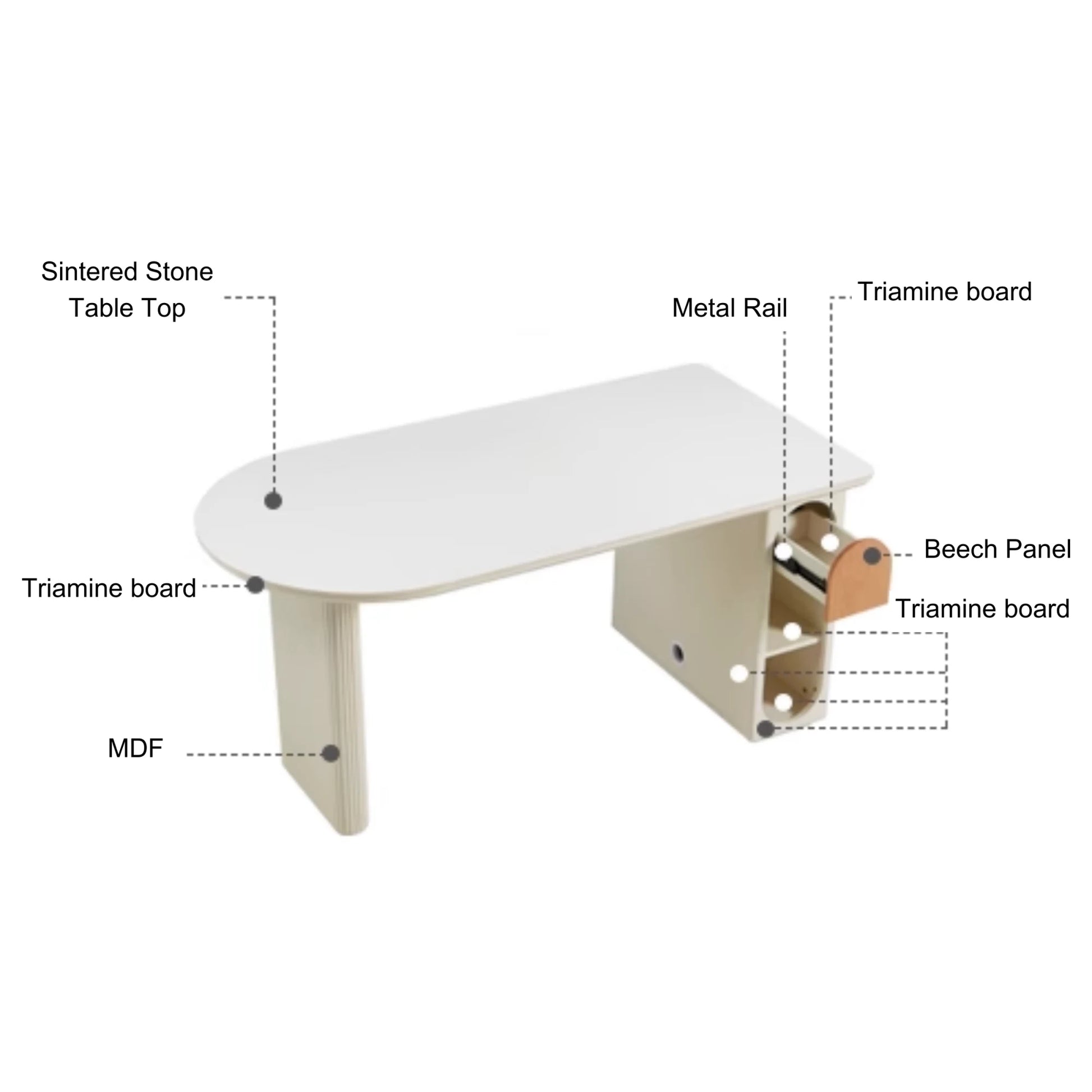 Linspire Evoke Sintered Stone Top Dining Table With Storage, White