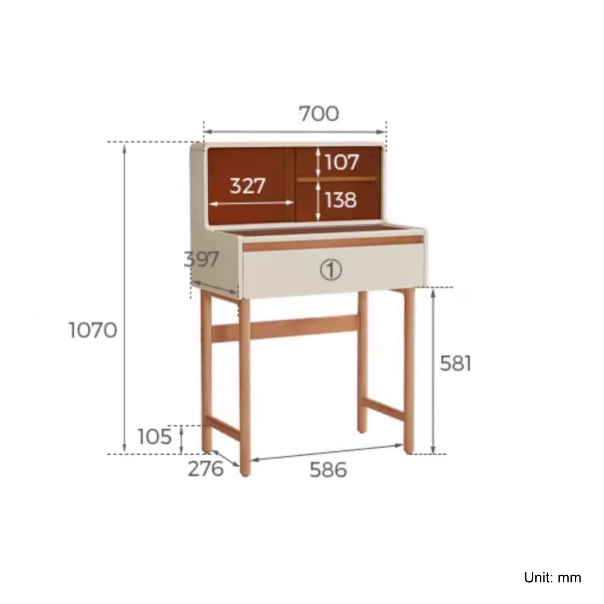 Linspire Evoke Dressing Table with Pull-Out Desktop
