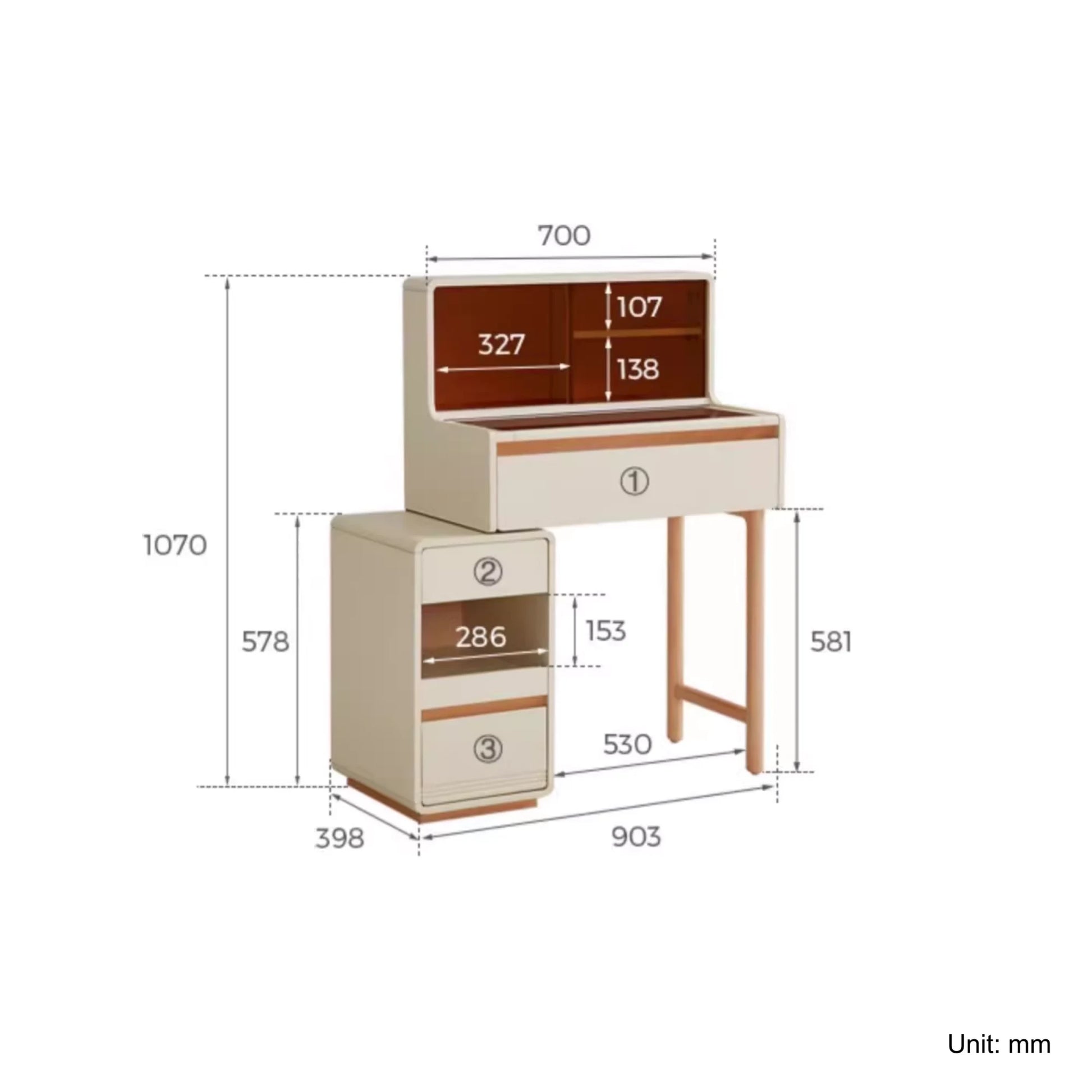 Linspire Evoke Extendable Dressing Table with Pull-Out Desktop