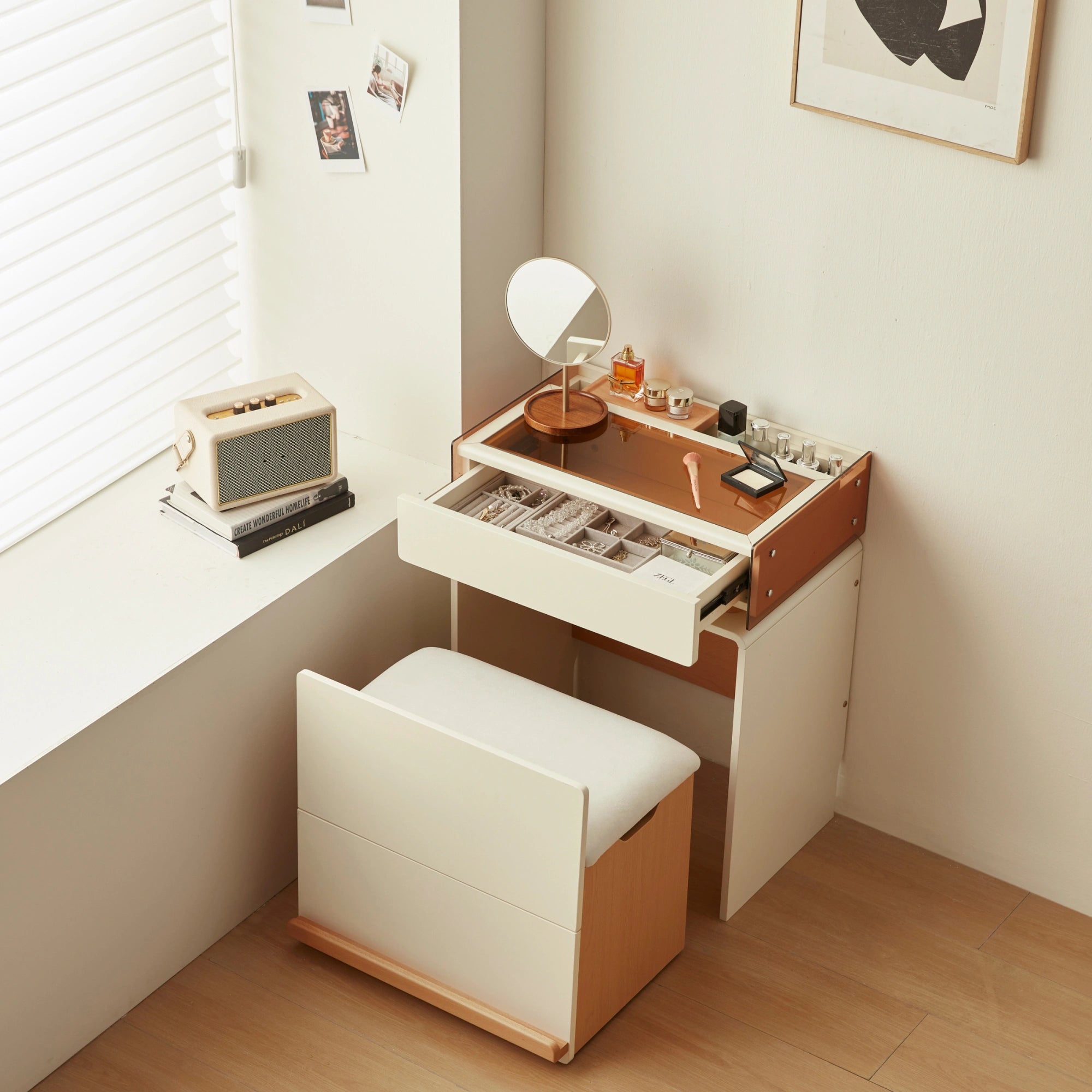 Linspire Evoke Dressing Table with Storage Stool
