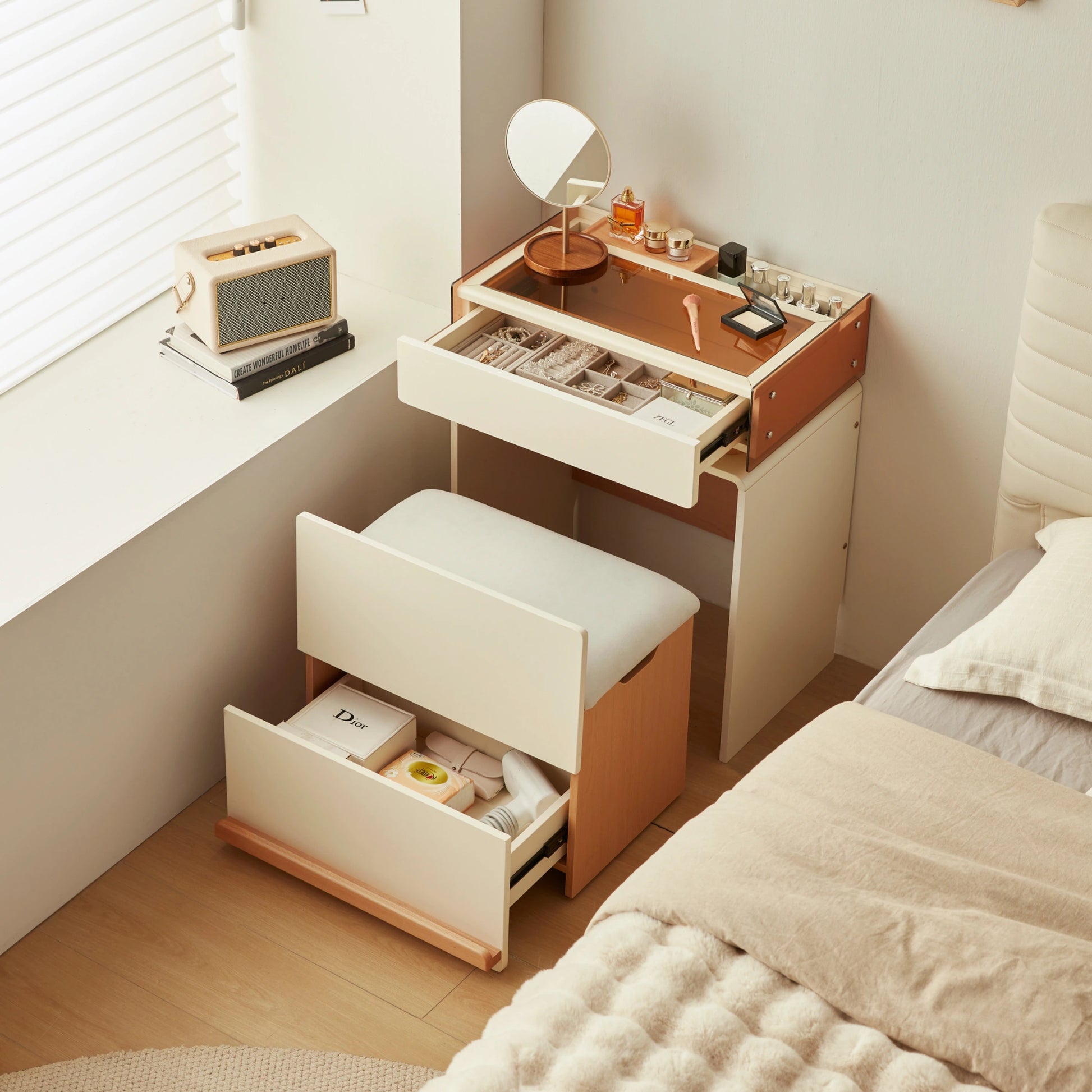 Linspire Evoke Dressing Table with Storage Stool
