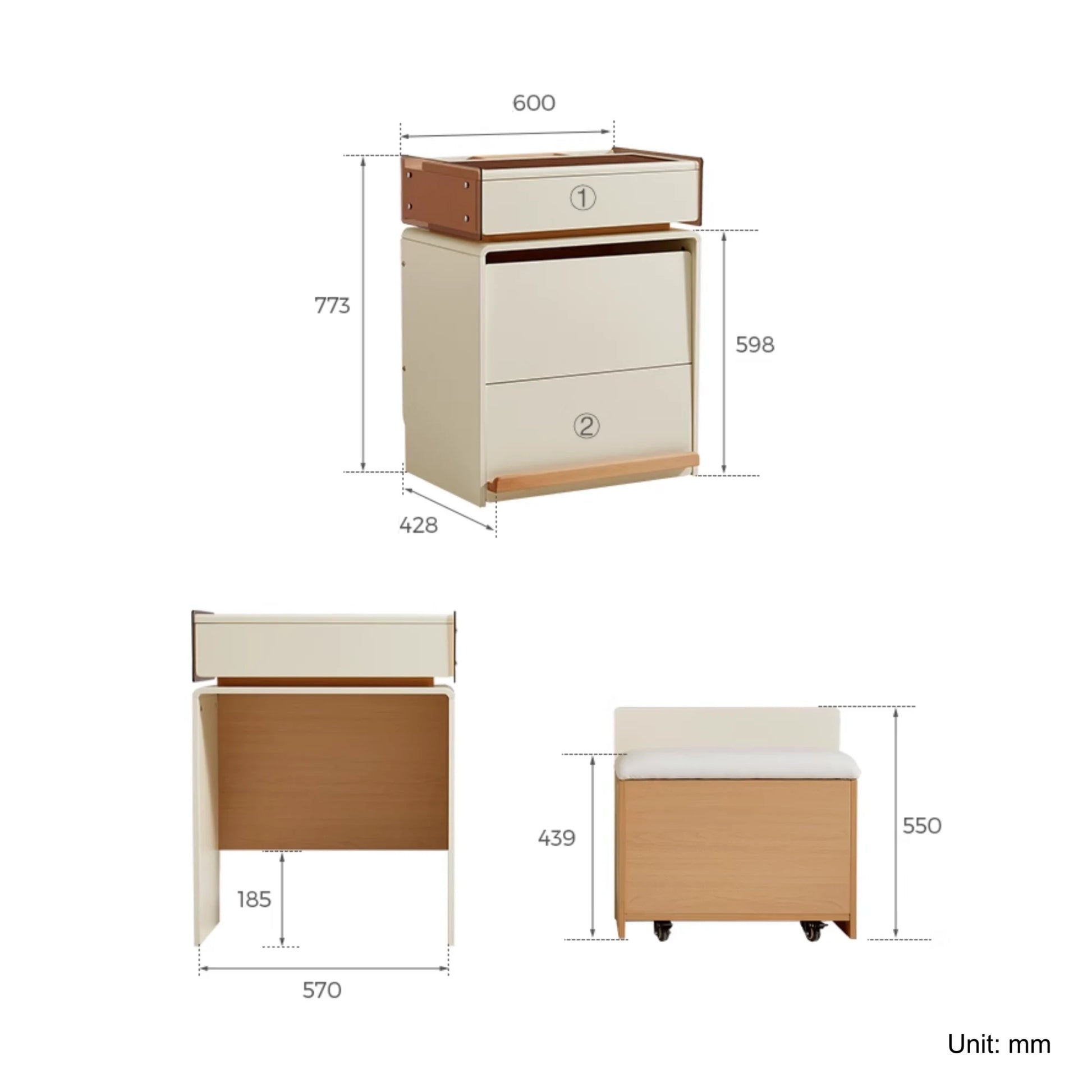 Linspire Evoke Dressing Table with Storage Stool