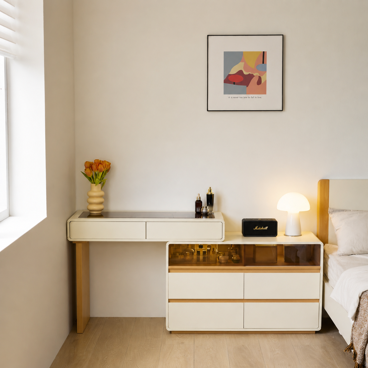Linspire Evoke Extendable Dressing Table with 4 Drawers Cabinet