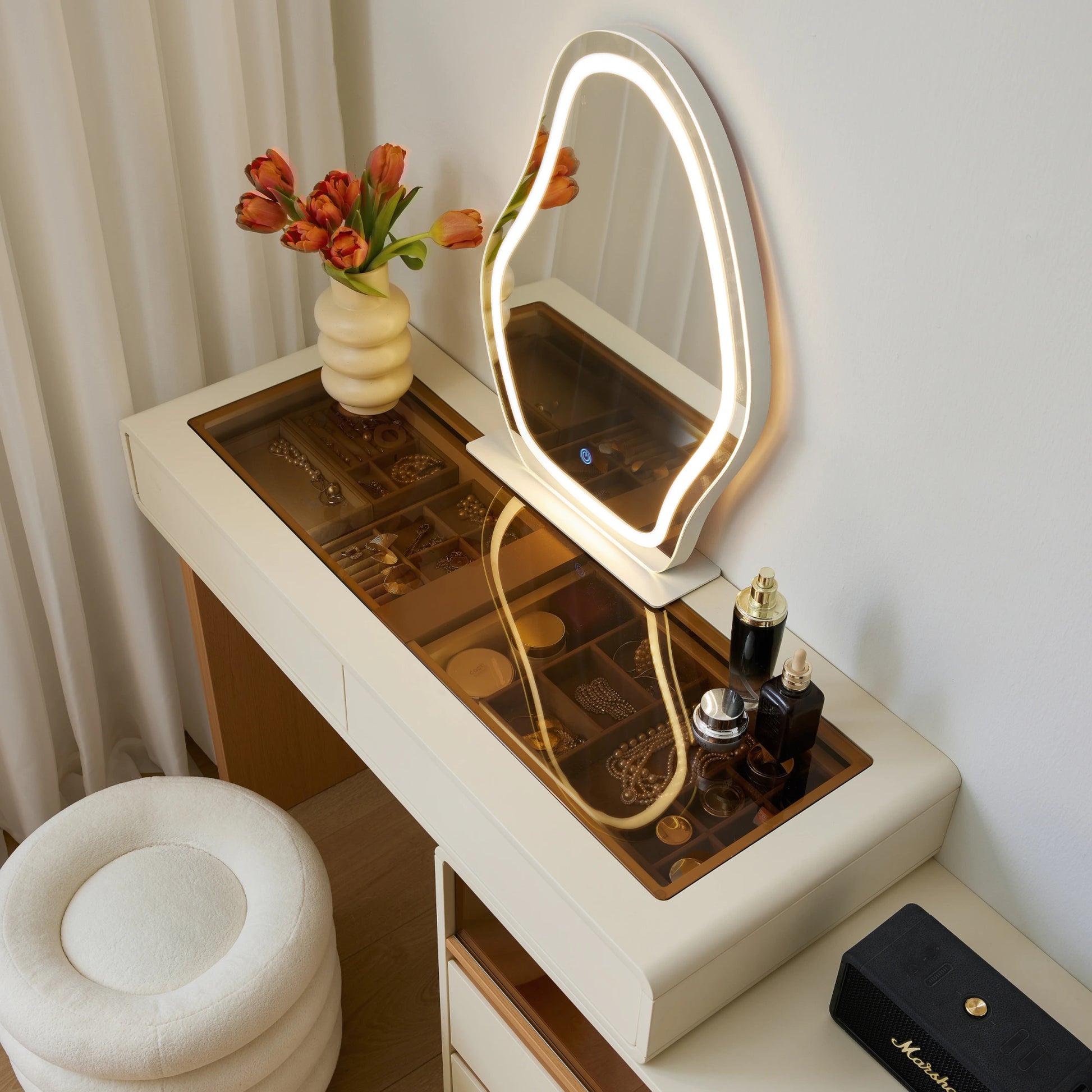 Linspire Evoke Extendable Dressing Table with 4 Drawers Cabinet