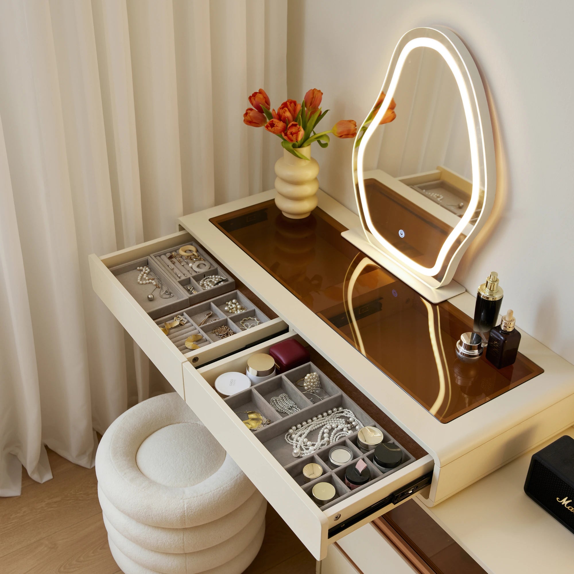 Linspire Evoke Extendable Dressing Table with 4 Drawers Cabinet