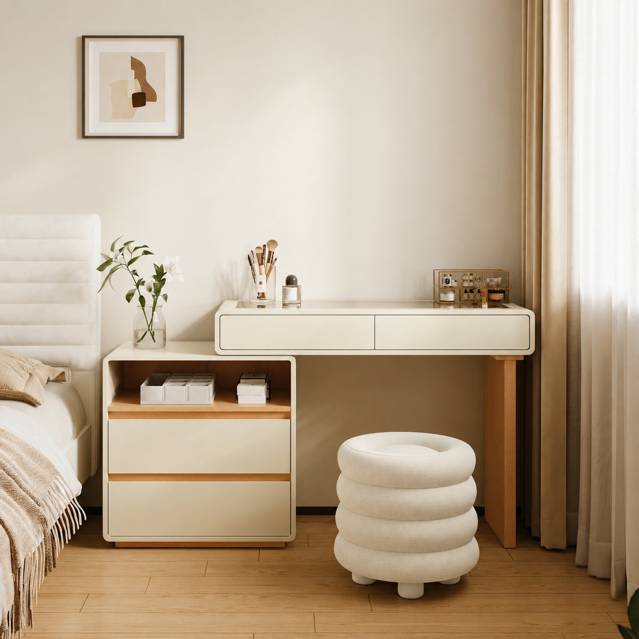 Linspire Evoke Extendable Dressing Table with 2 Drawers Cabinet