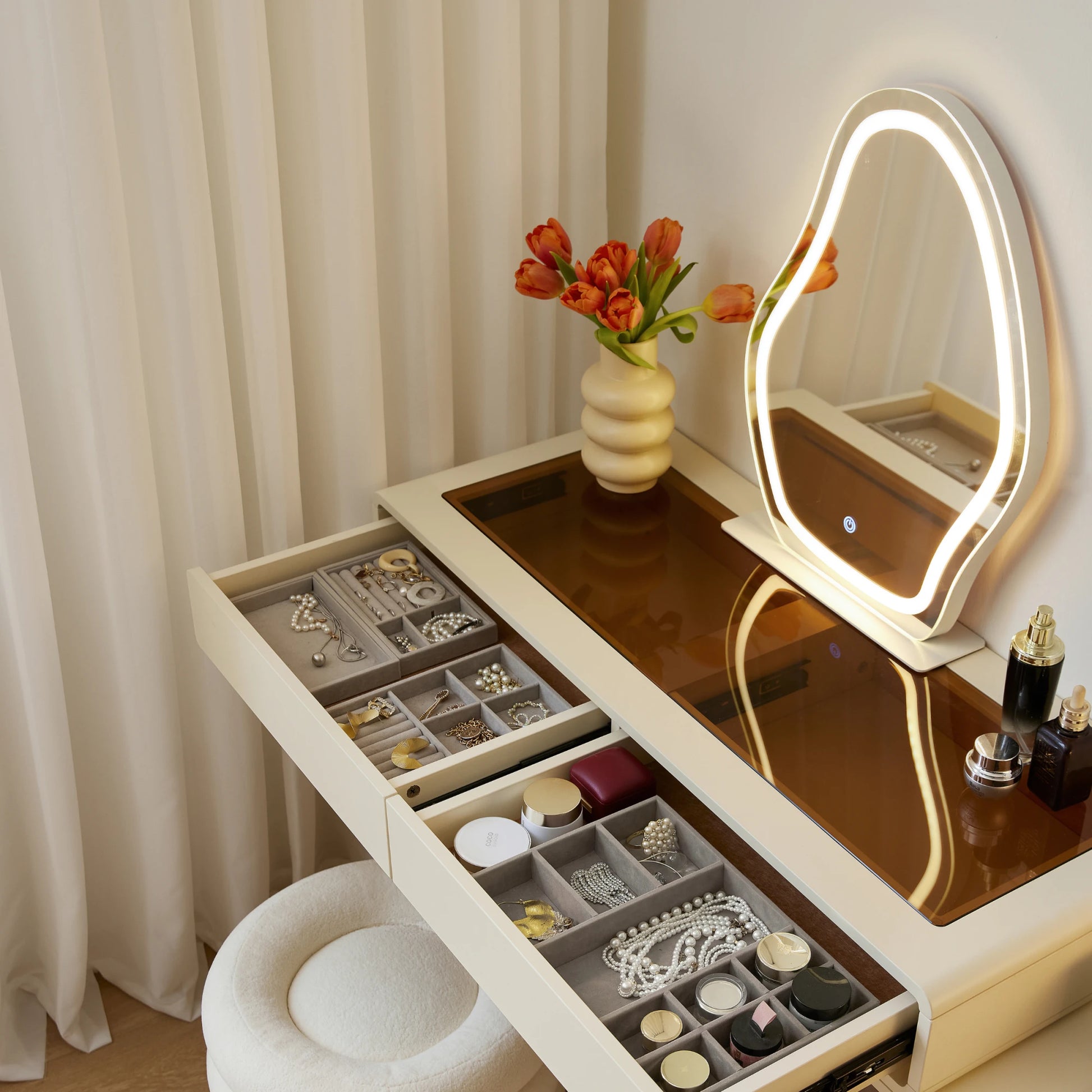 Linspire Evoke Extendable Dressing Table with 2 Drawers Cabinet