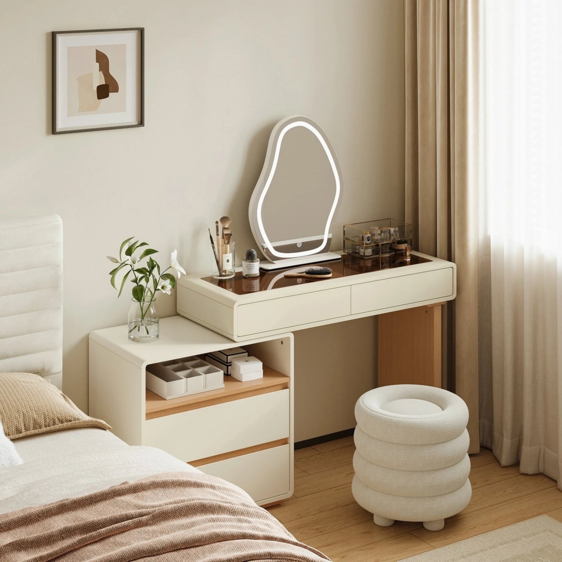 Linspire Evoke Extendable Dressing Table with 2 Drawers Cabinet