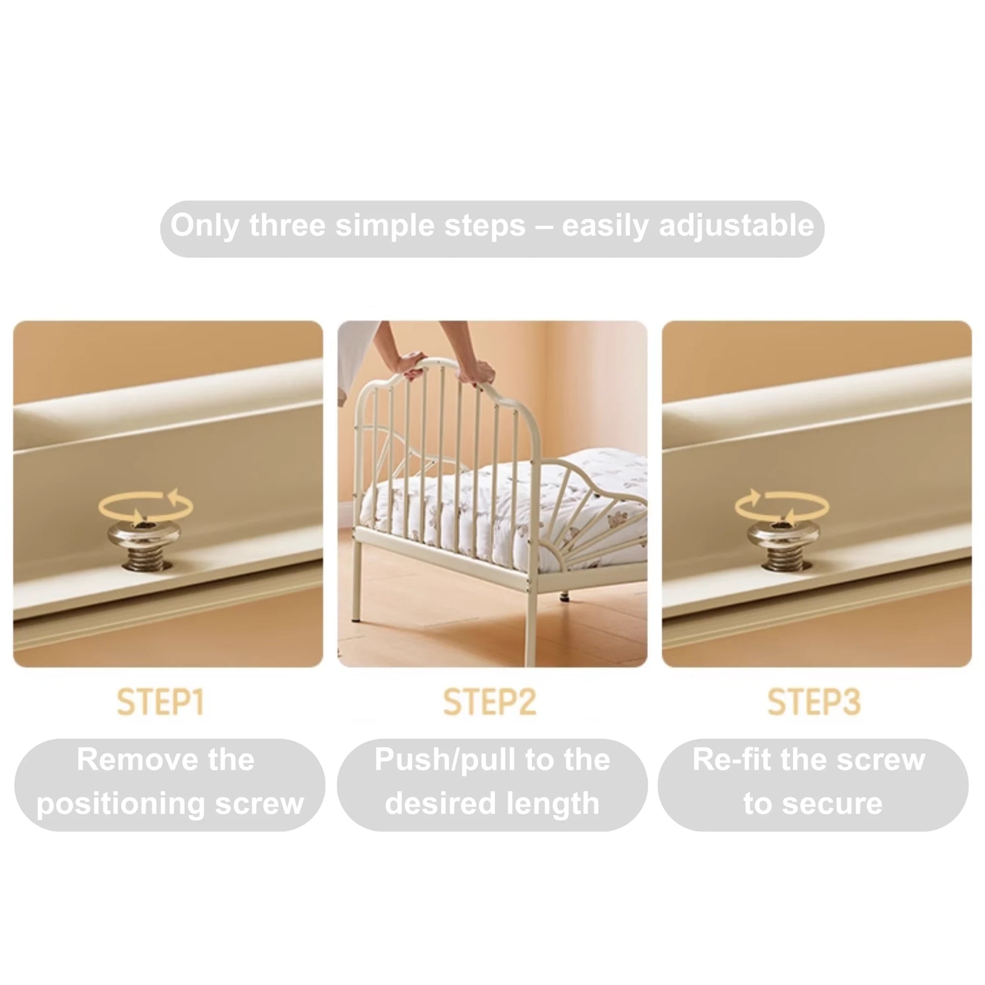 Linspire Lucia Extendable Kids Bed Frame, 81x201cm, Creamy White