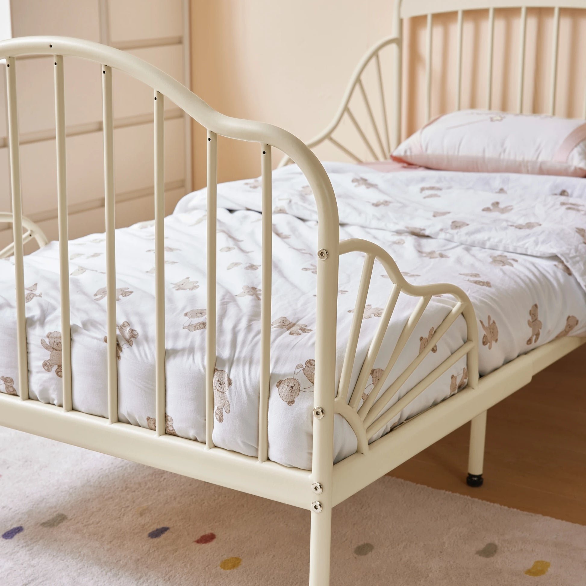 Linspire Lucia Extendable Kids Bed Frame, 81x201cm, Creamy White
