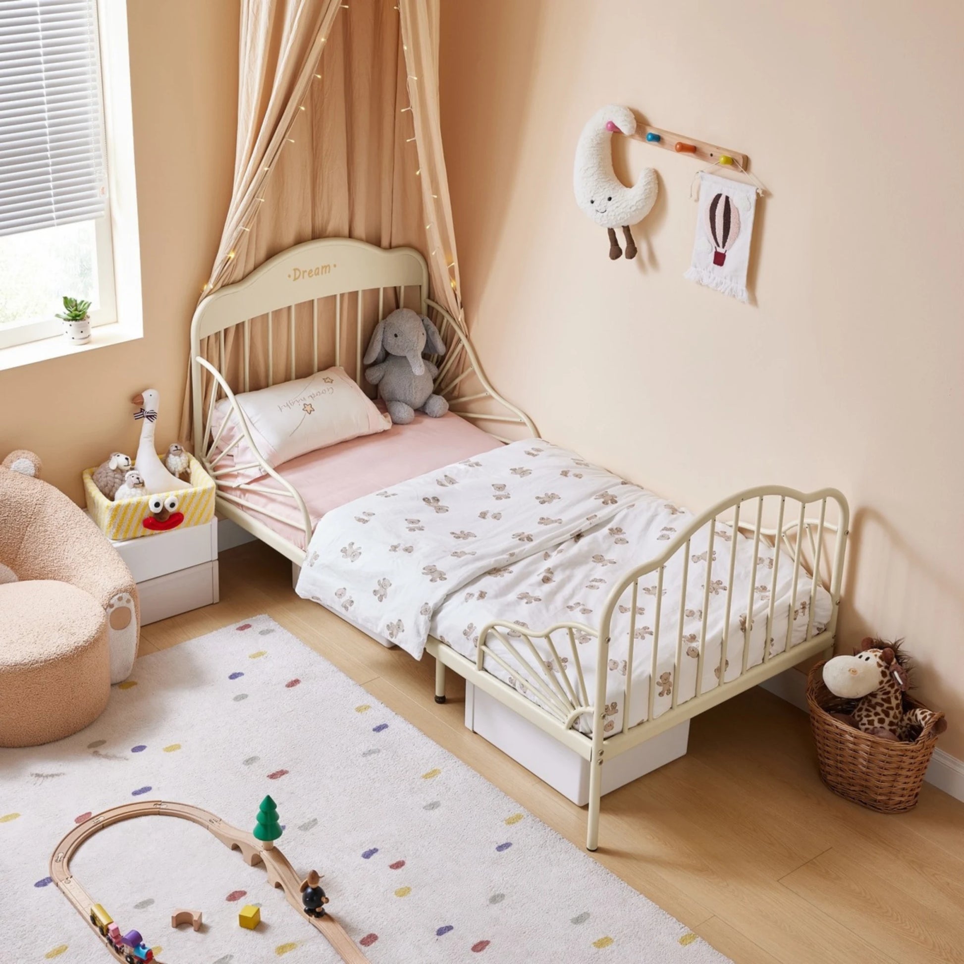 Linspire Lucia Extendable Kids Bed Frame, 81x201cm, Creamy White