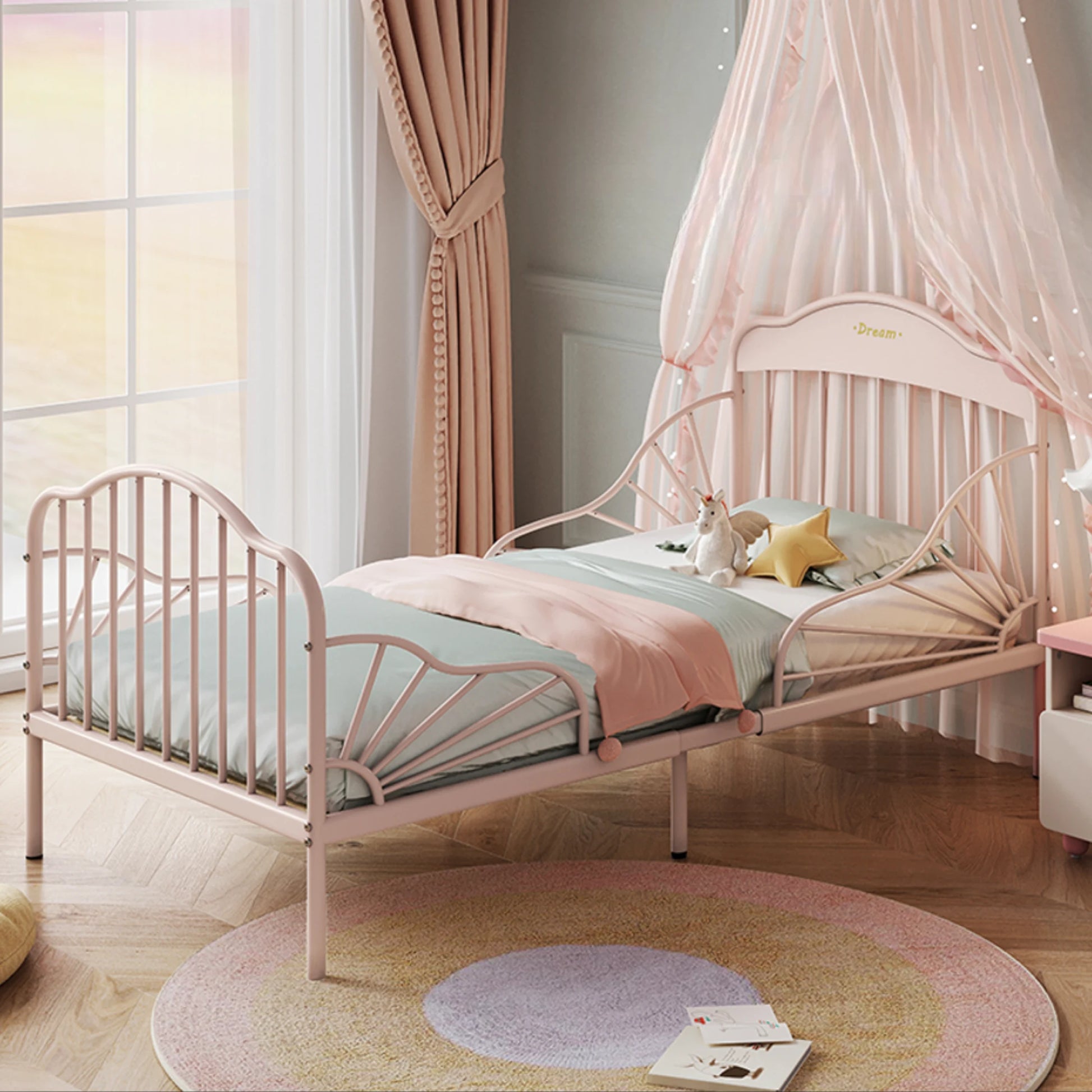 Linspire Lucia Extendable Kids Bed Frame, 81x201cm, Pink