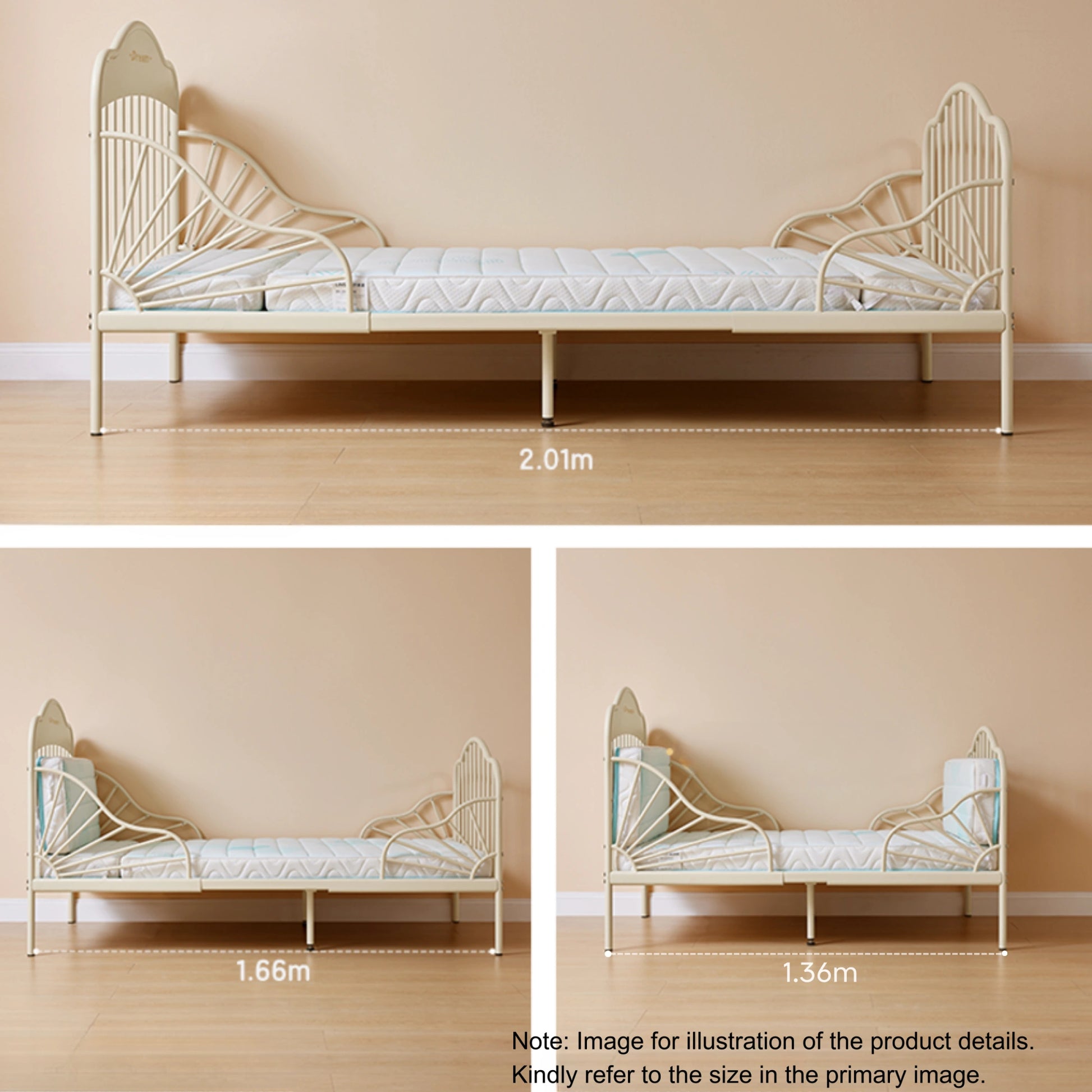 Linspire Lucia Extendable Kids Bed Frame, 81x201cm, Pink