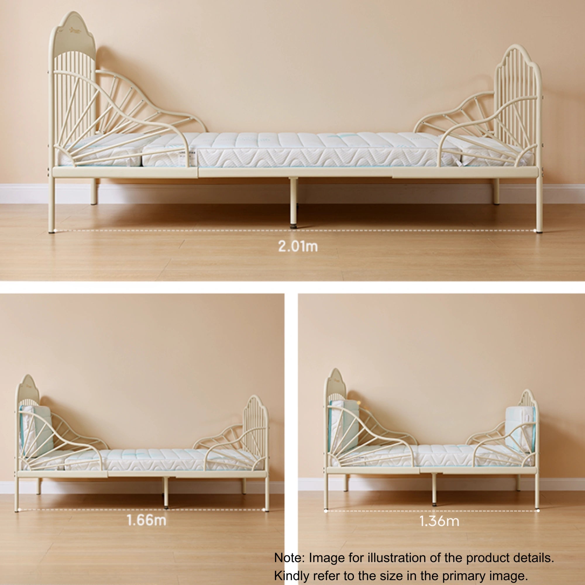 Linspire Lucia Extendable Kids Bed Frame, 81x201cm, Pink