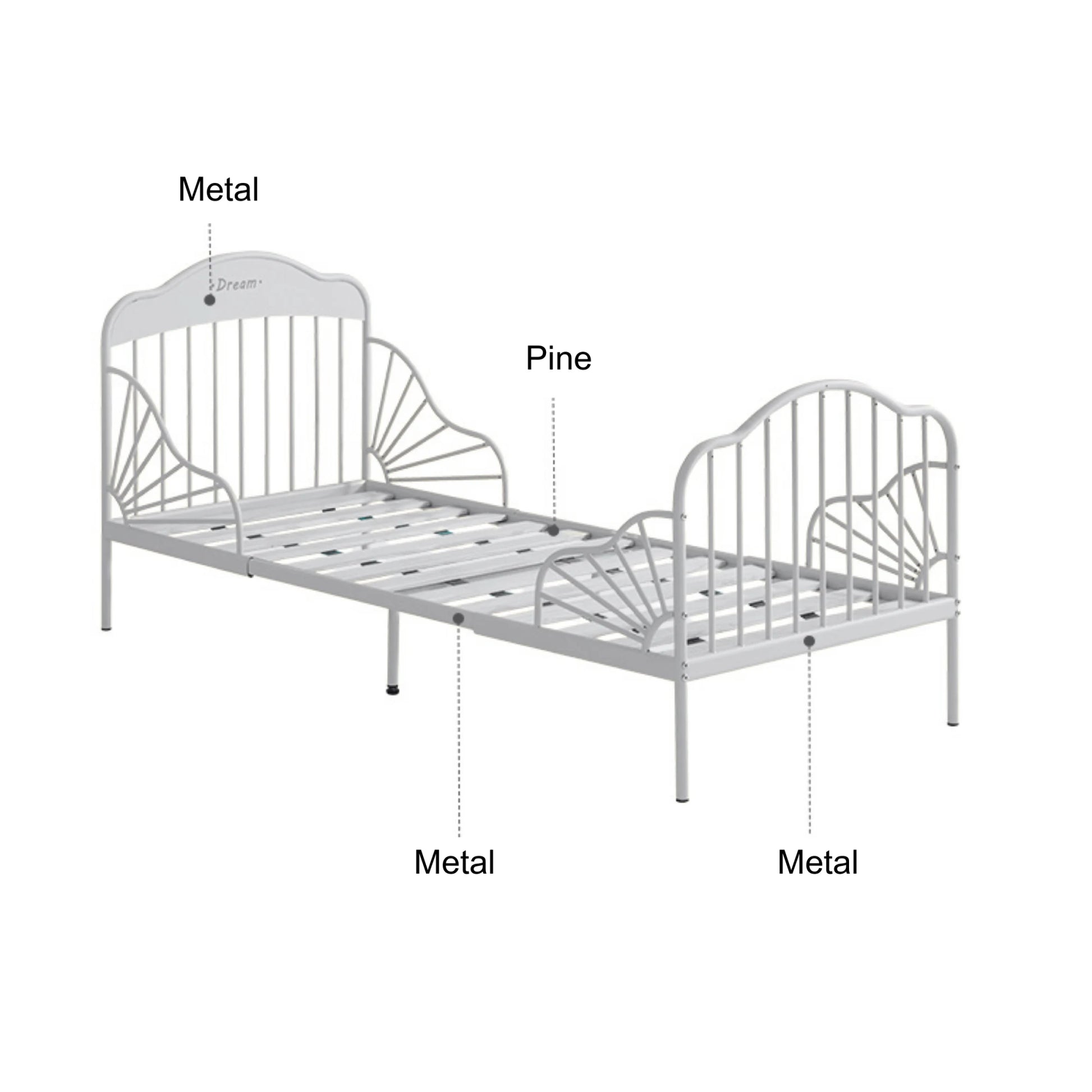 Linspire Lucia Extendable Kids Bed Frame, 81x201cm, Pink