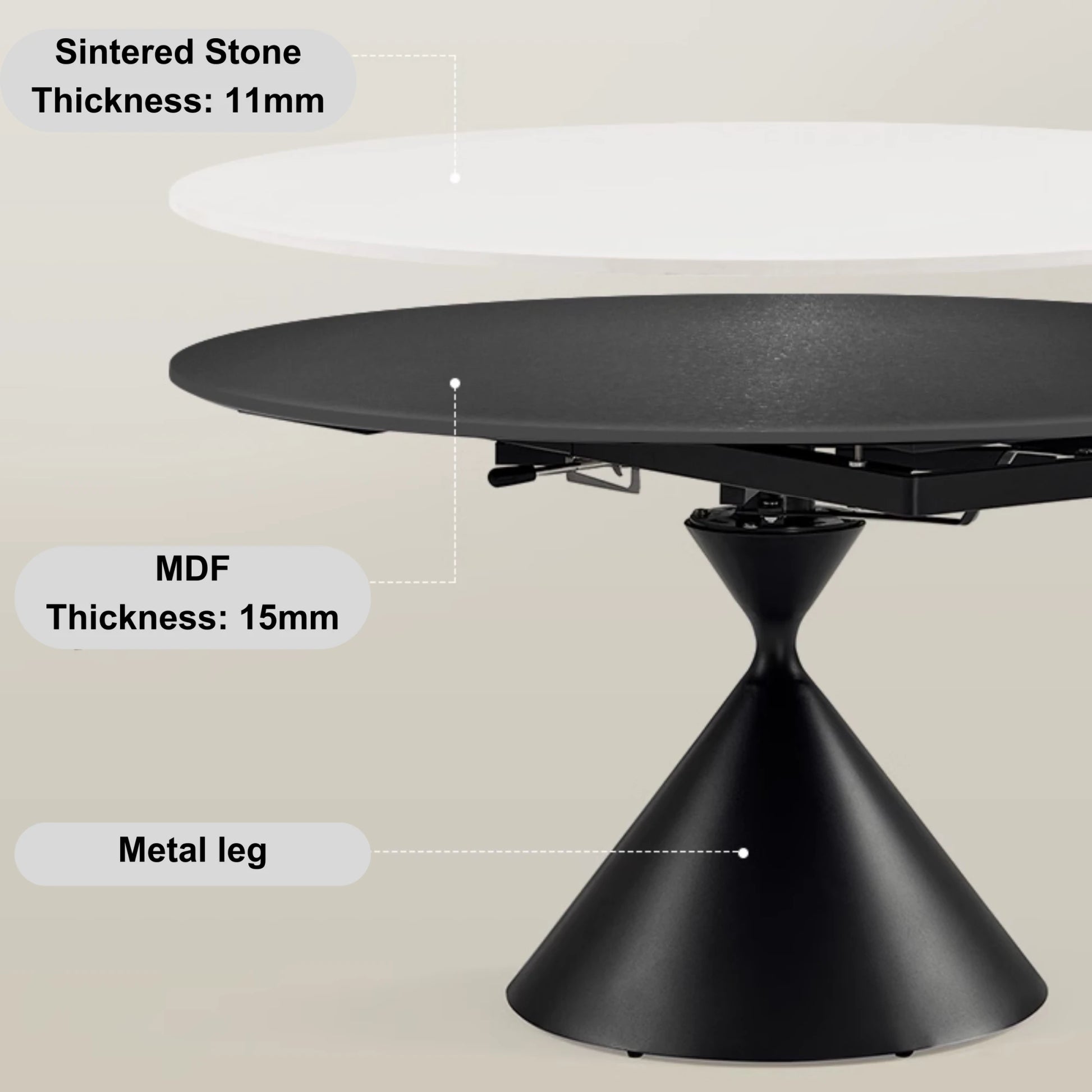 Linspire Moti Dining Table with Sintered Stone Rotating Top