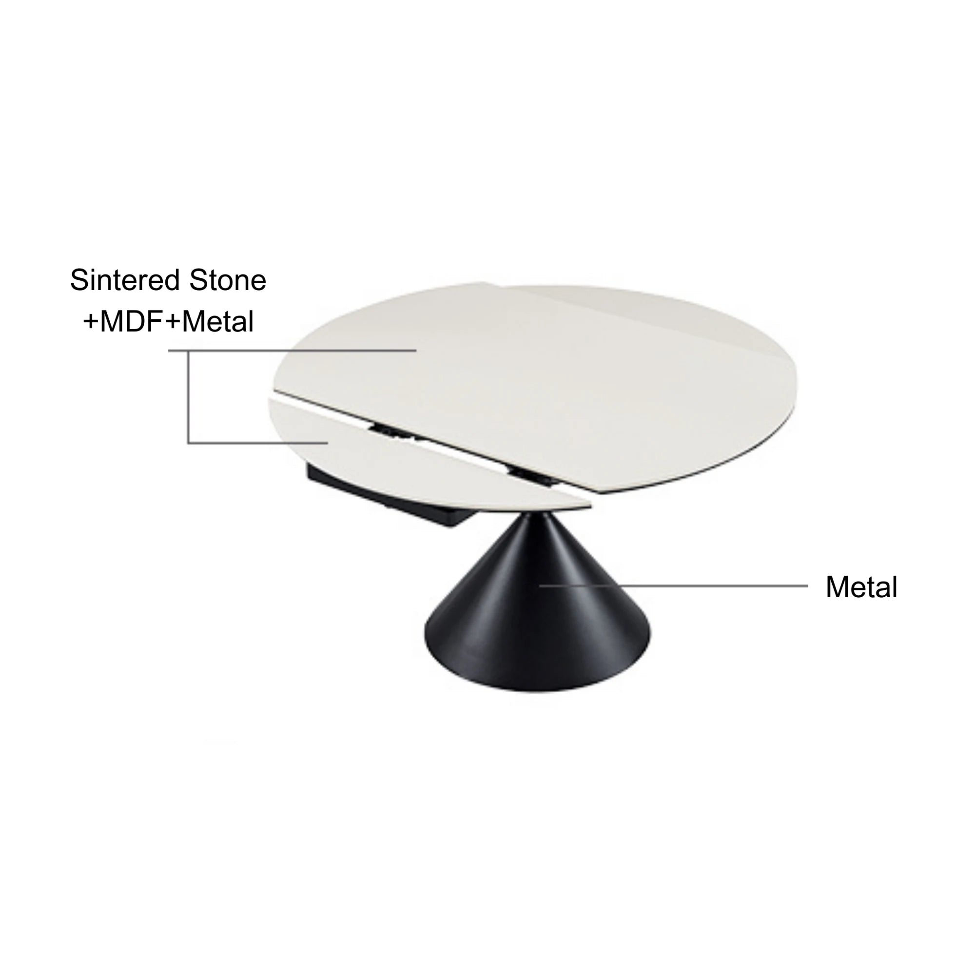 Linspire Moti Dining Table with Sintered Stone Rotating Top
