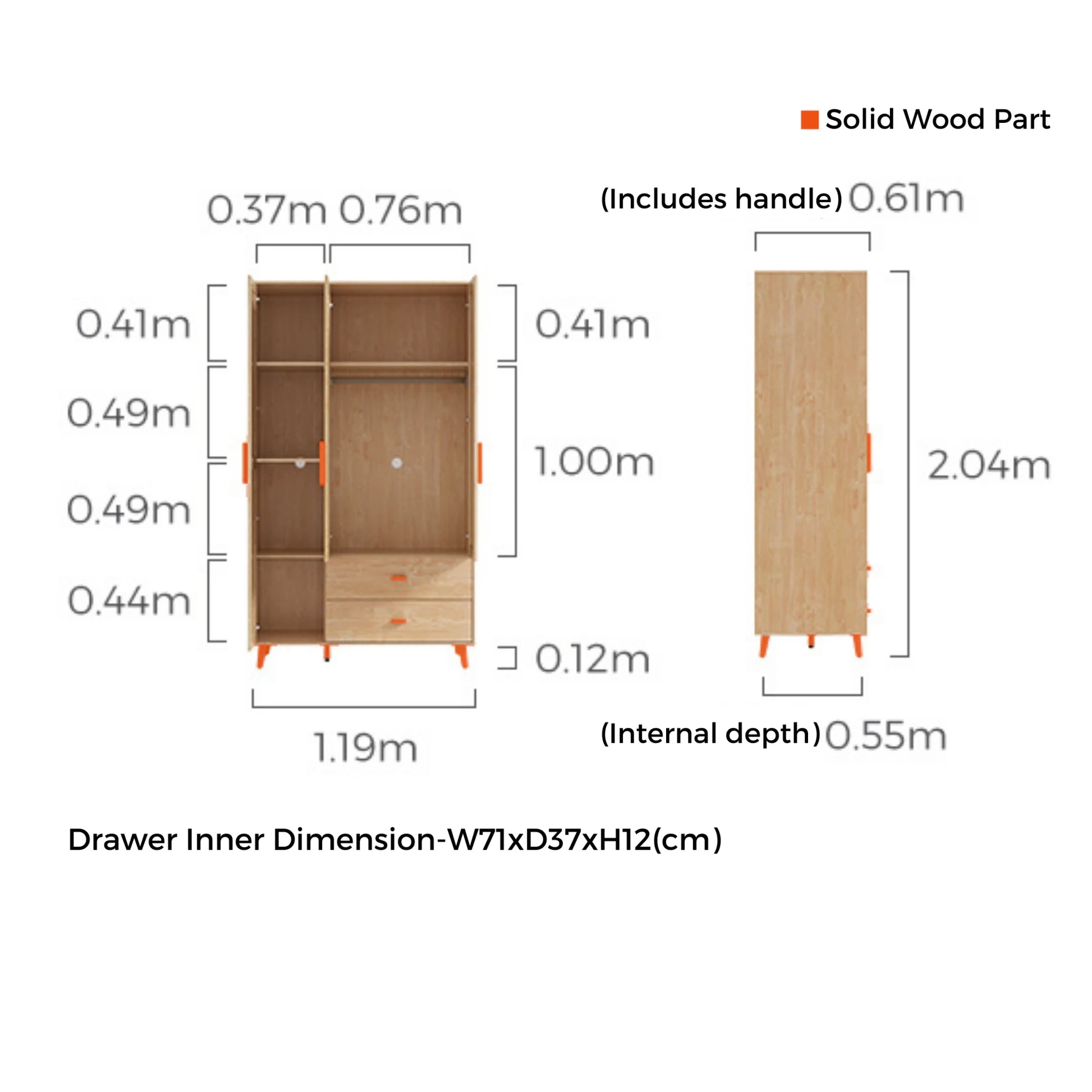 Linspire Noble 3-Doors Wardrobe with 2 Drawers