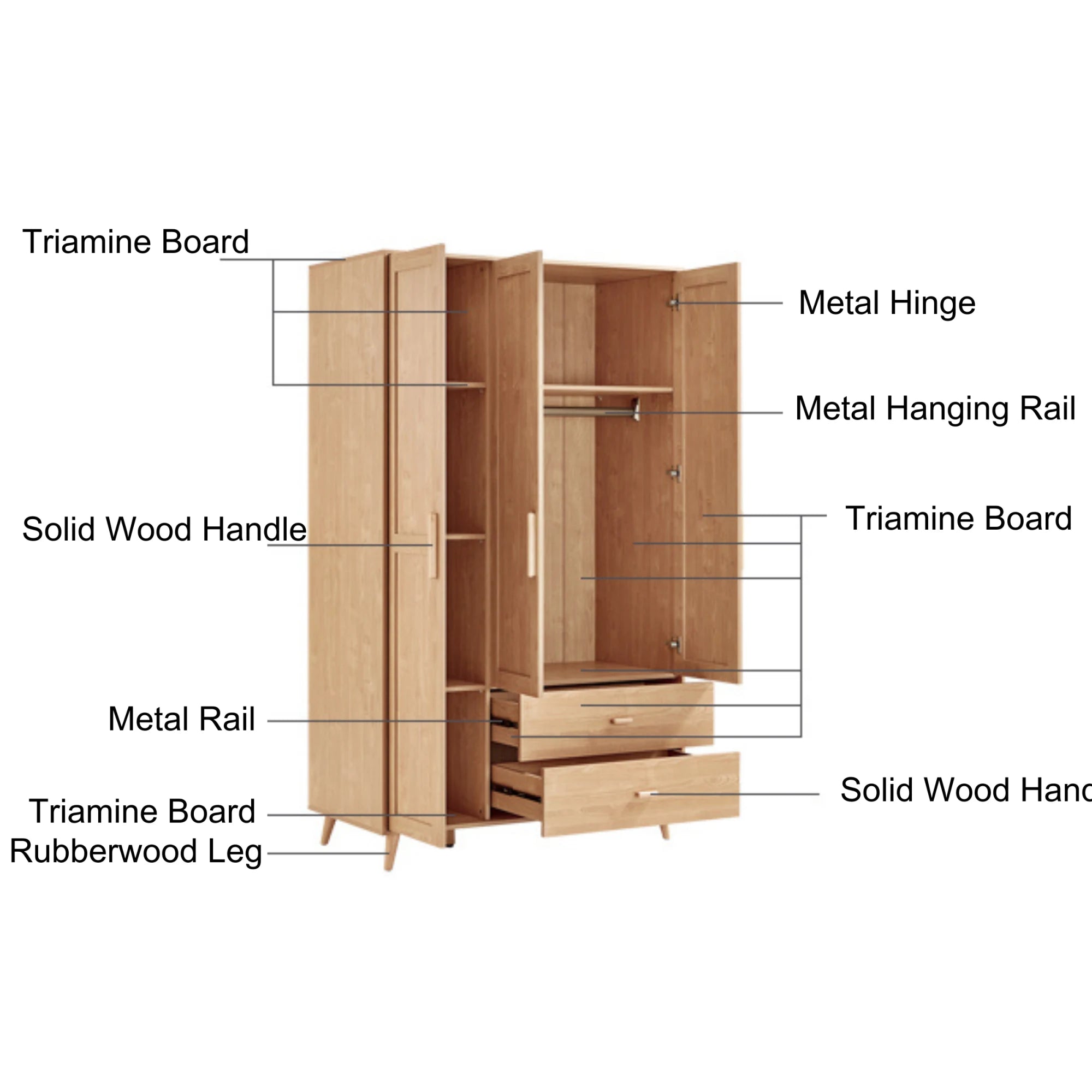 Linspire Noble 3-Doors Wardrobe with 2 Drawers