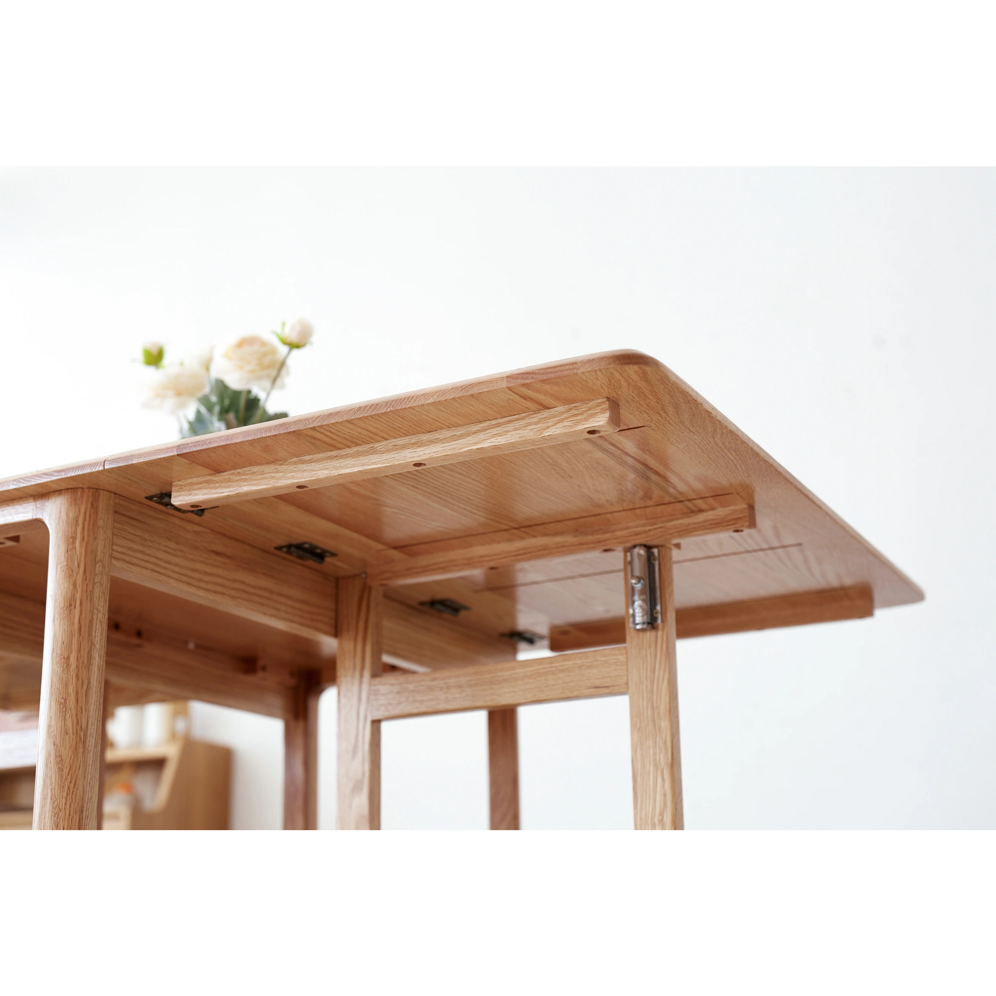 Solidwood Kano Foldable Dining Table with 2 shelves
