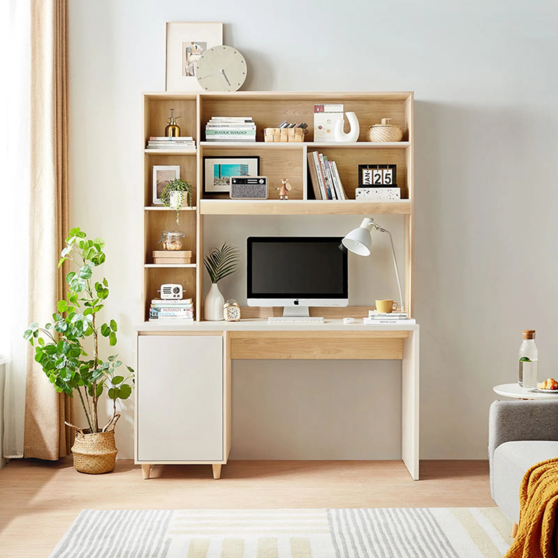 Linspire Noble Desk with Shelves, Natural Wood