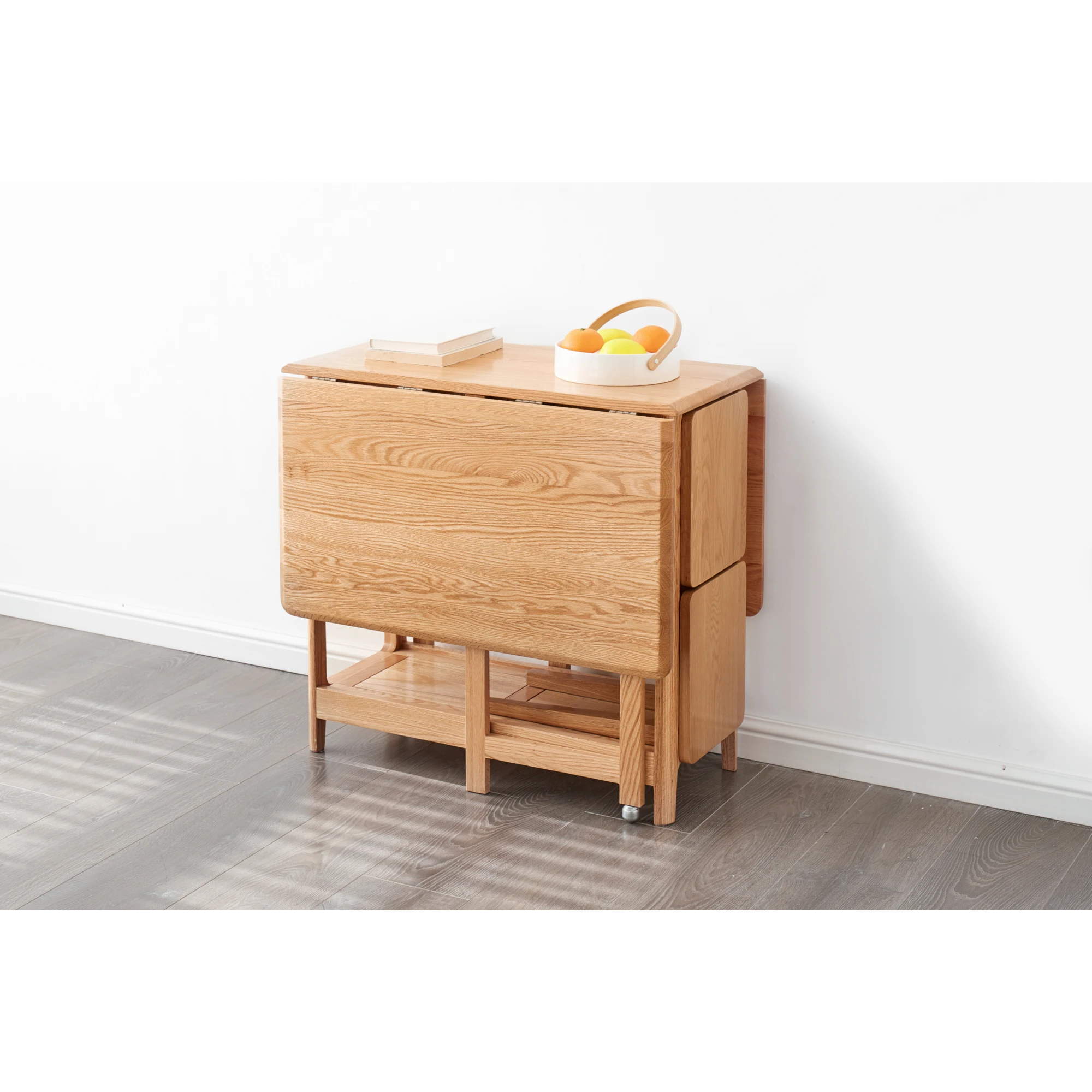 Solidwood Kano Foldable Dining Table with 2 shelves