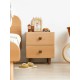Solidwood Ayla Double Drawer Bedside Table, 40x35CM, Beech