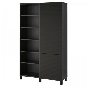 BESTA Storage Combination w Doors, Black-Brown, Anthracite, 120x42x202 cm