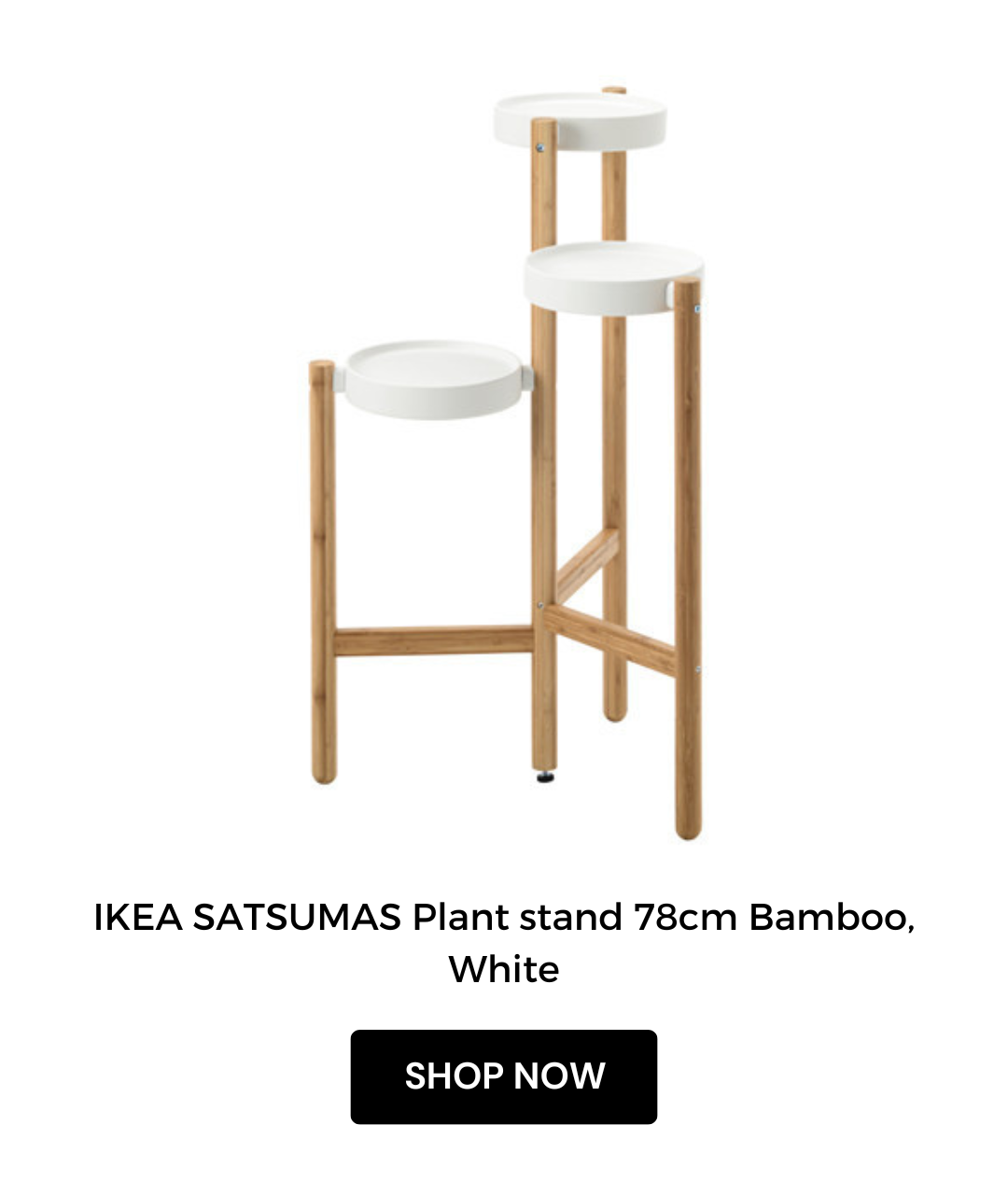 IKEA SATSUMAS Plant stand 78cm Bamboo, White